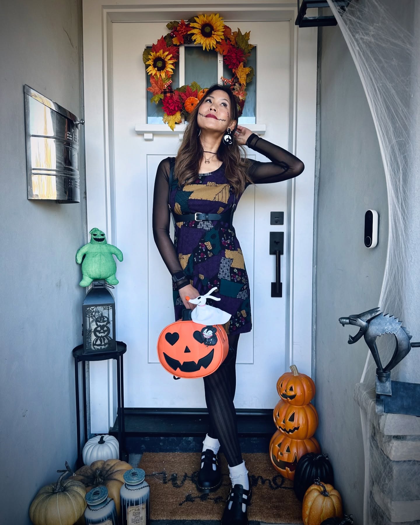 Patchwork Dress And Mesh Layer Halloween Costume