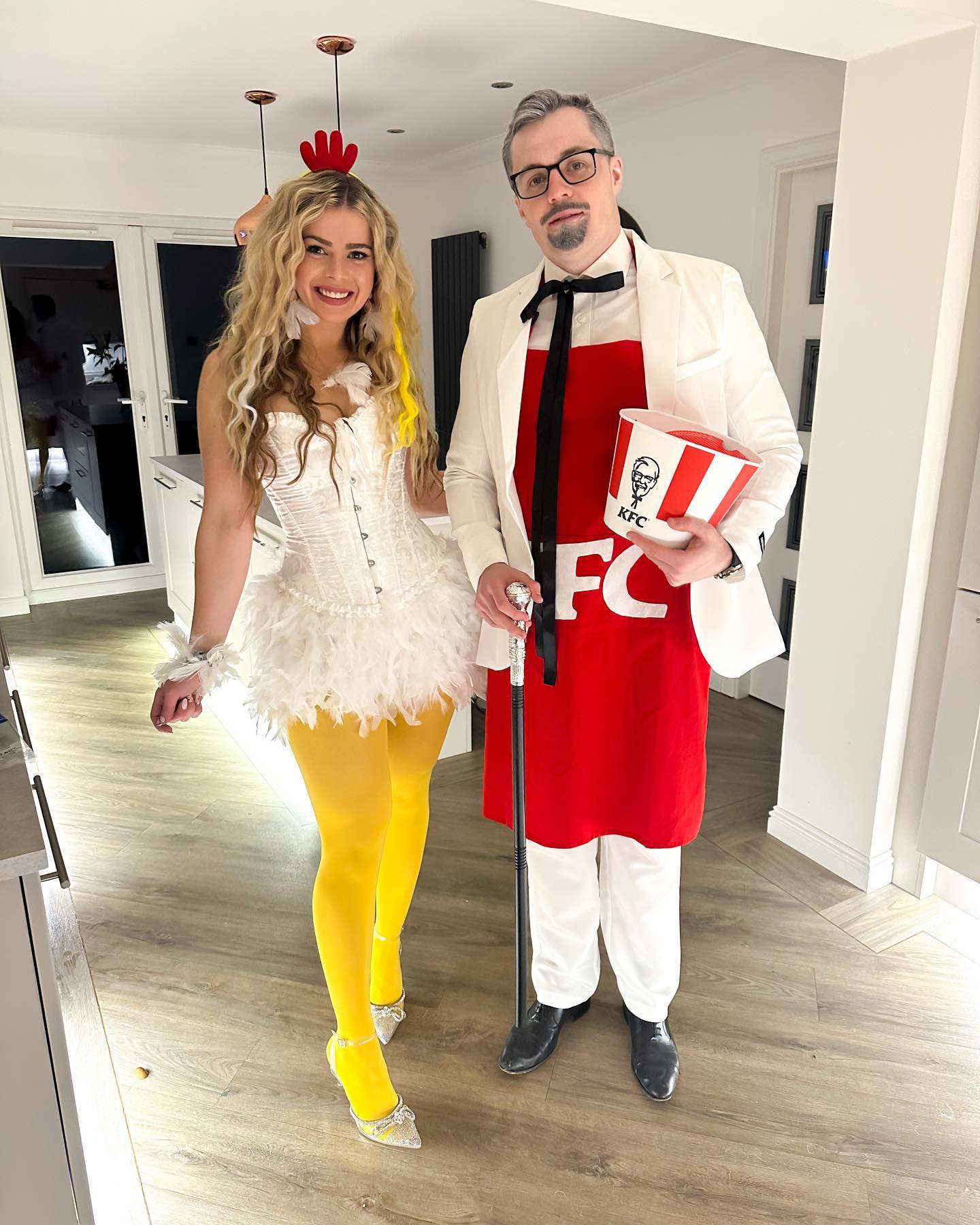 Chicken Costume With KFC Colonel Accessory