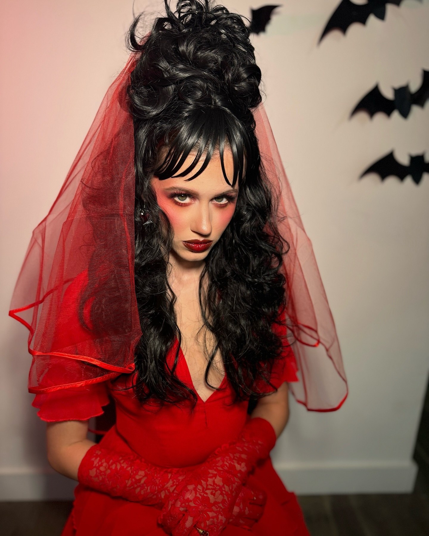 Gothic Bride Voluminous Curls With Veil