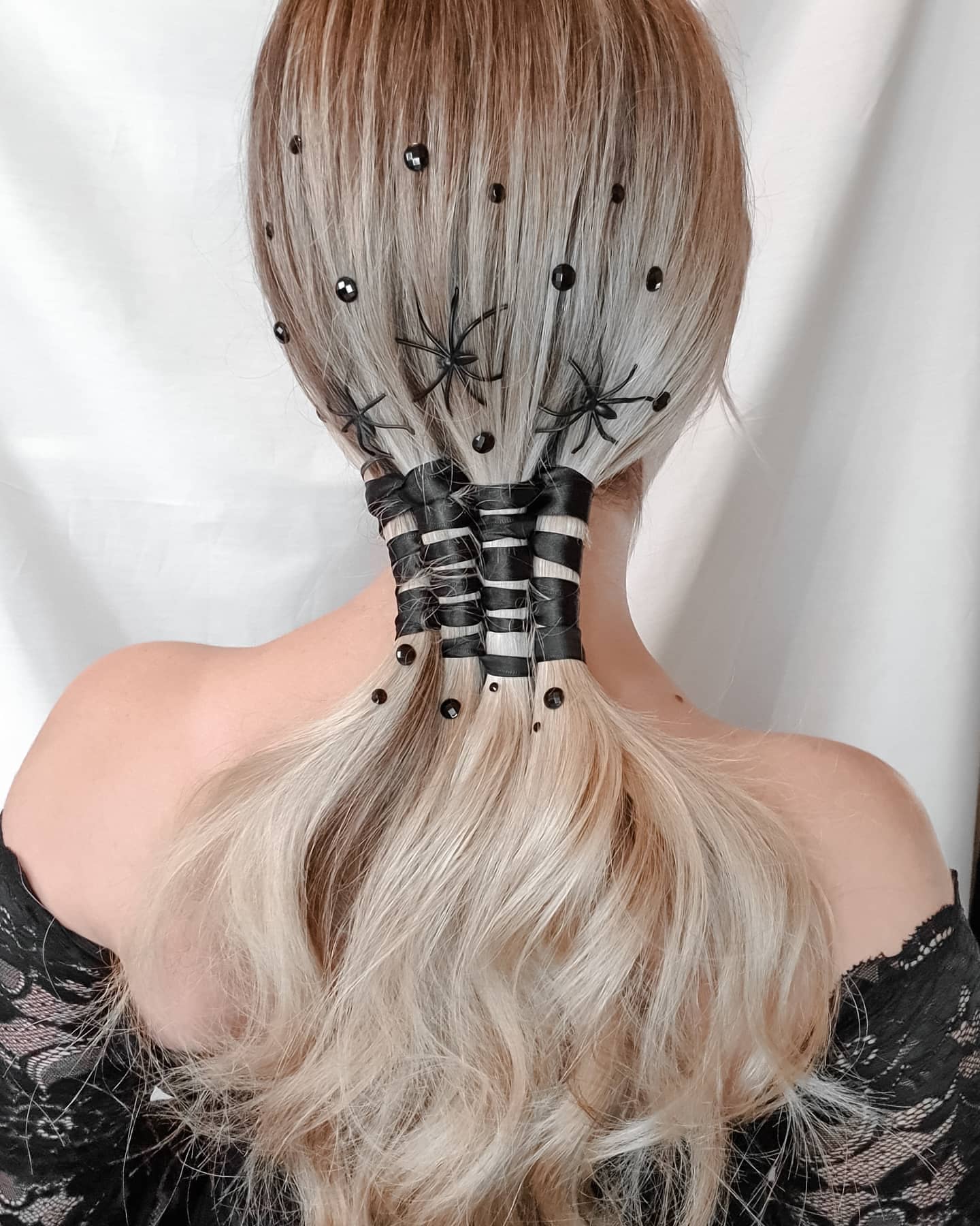 Spooky Spider Web Low Ponytail for Halloween