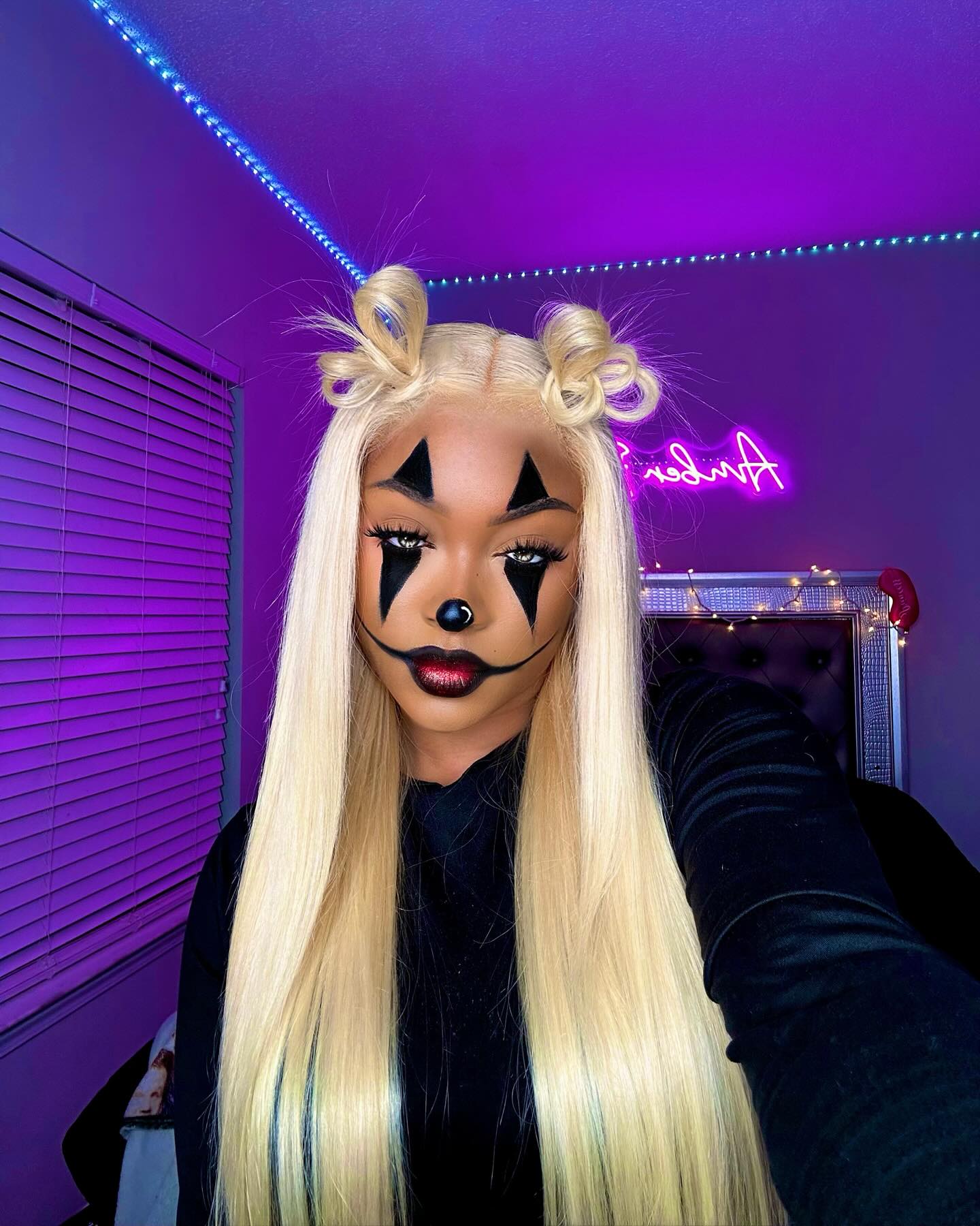 Platinum Blonde Space Buns Clown Halloween Style