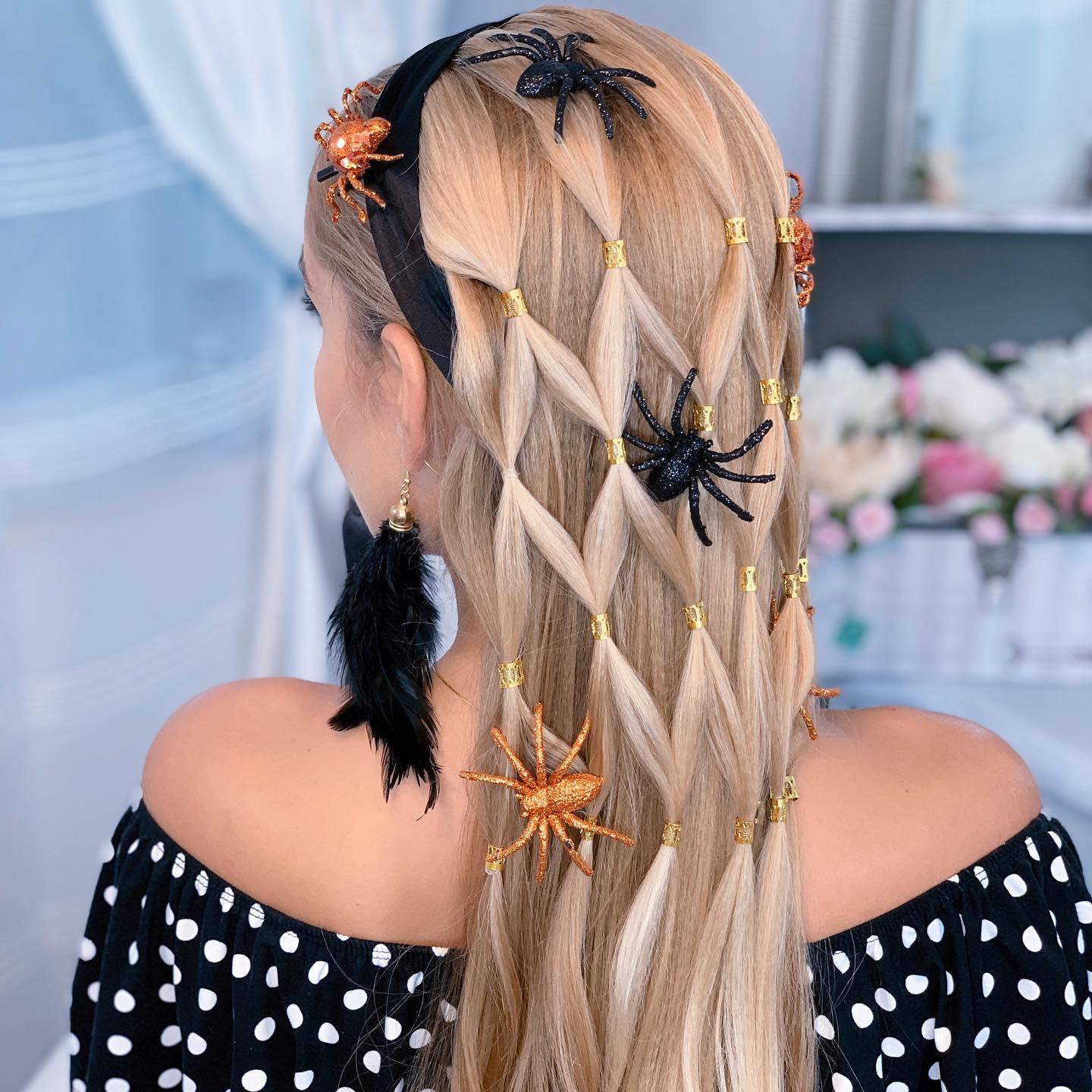Spooky Spider Web Braided Hairstyle For Halloween