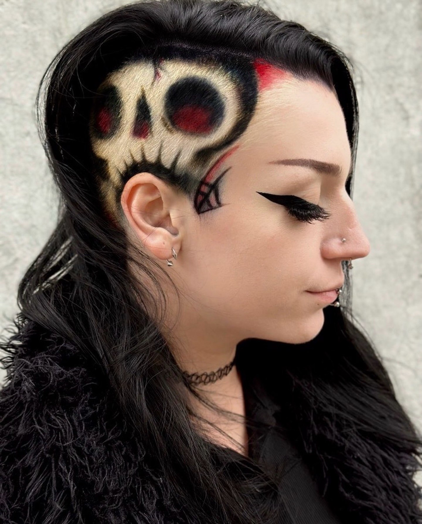 Rock And Roll Skull Undercut Hair Tattoo