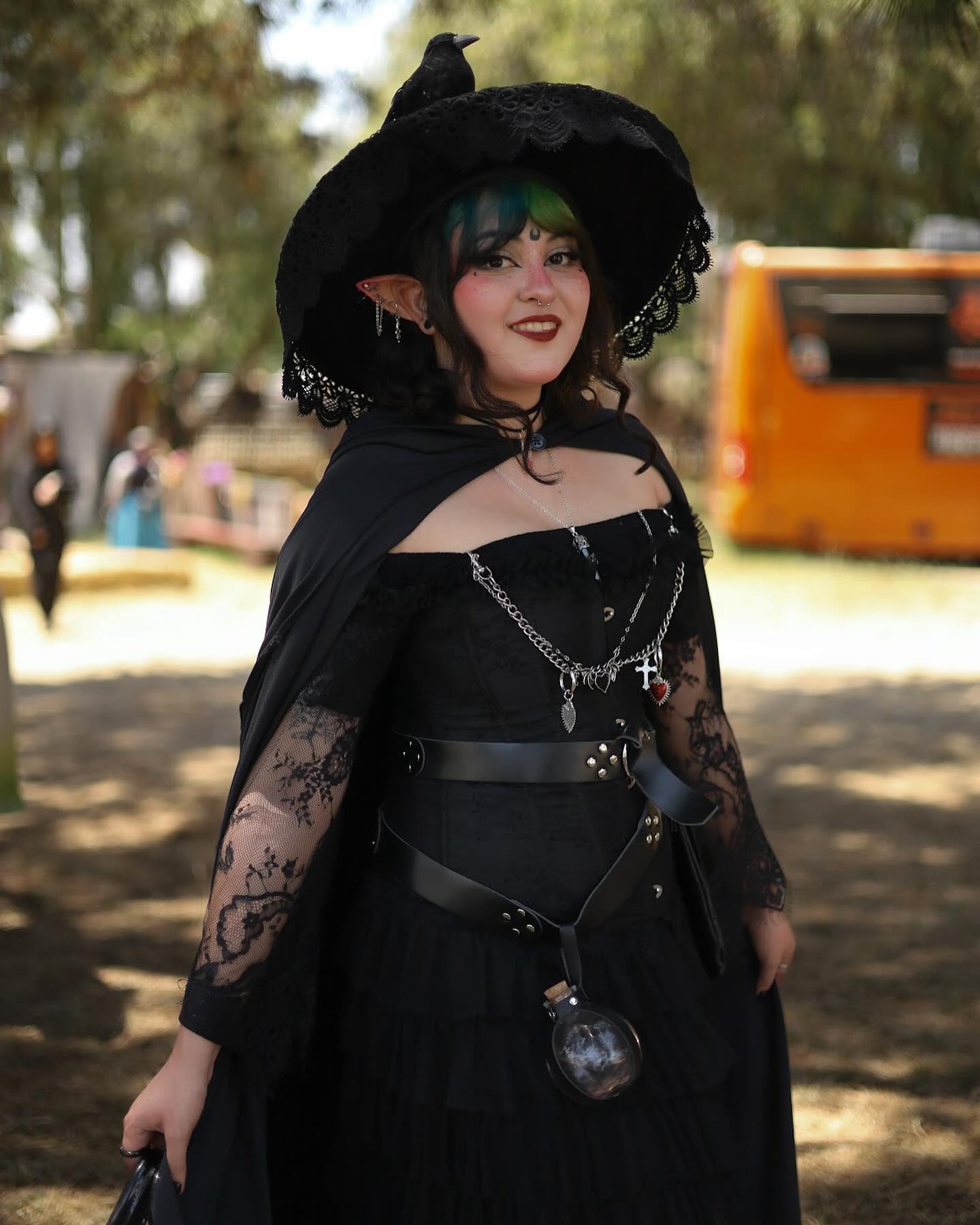 Gothic Lace Cape With Corset Dress and Potion Belt