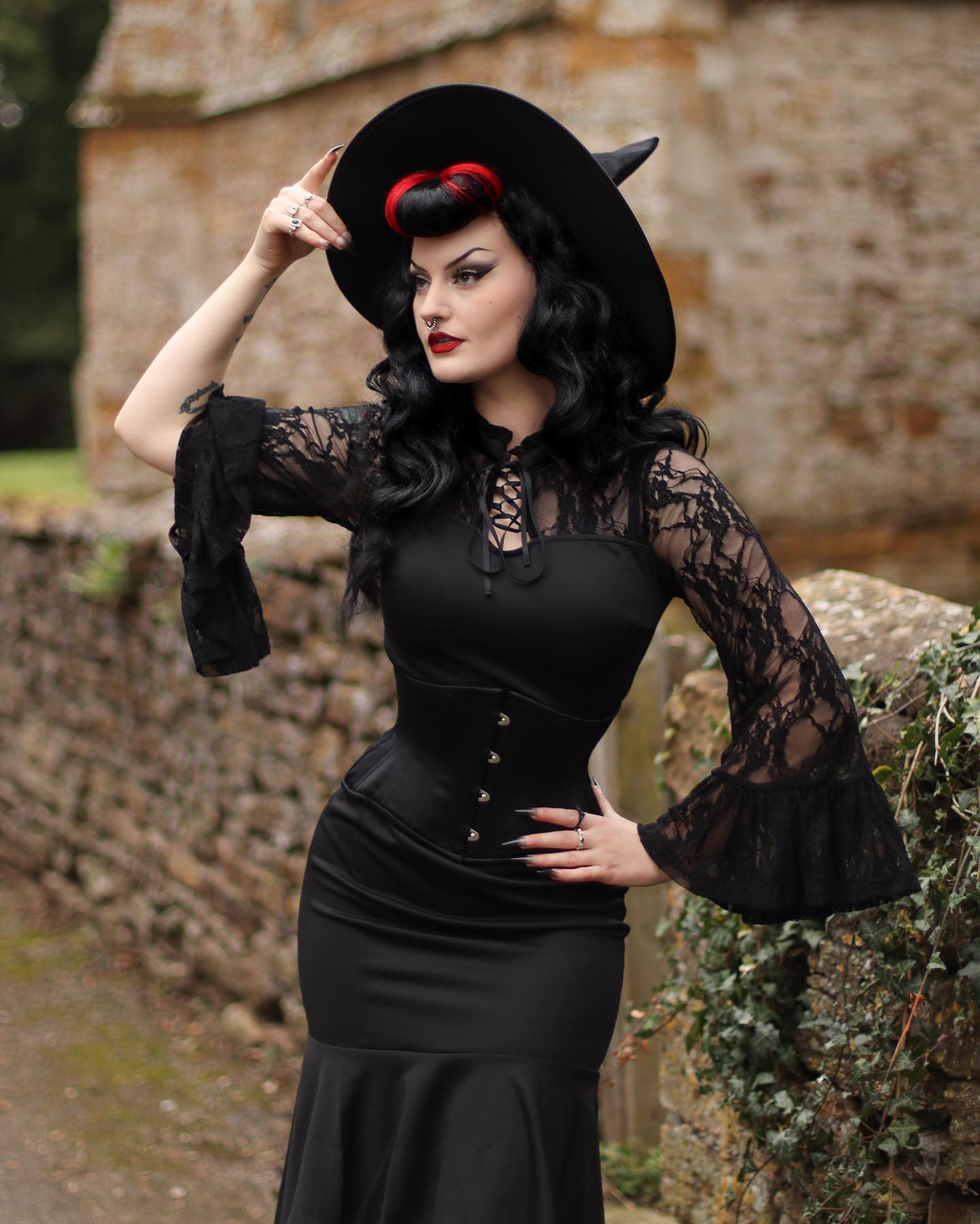 Victorian Witch Silhouette With Lace Details