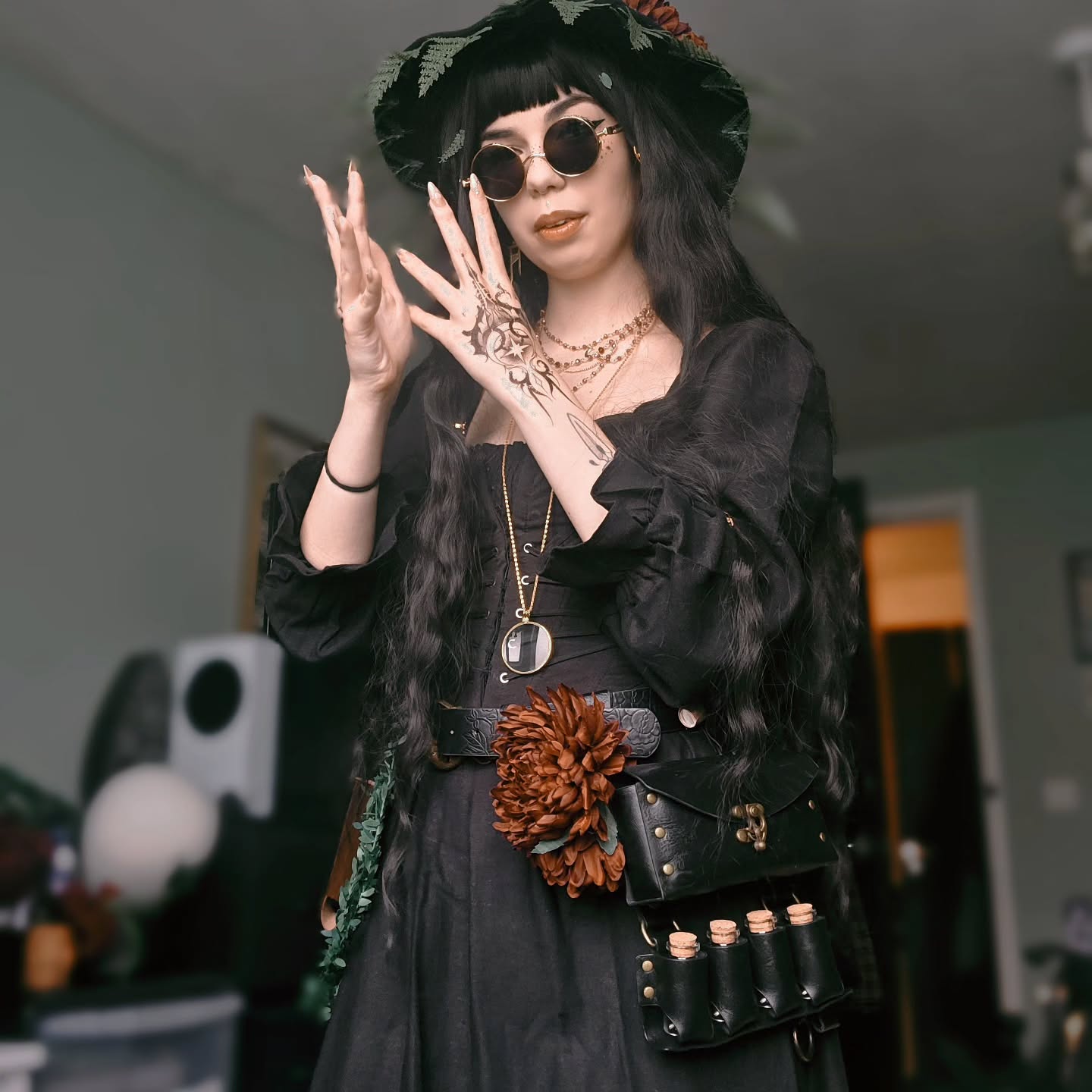 Gothic Witchy Black Dress And Potions Belt