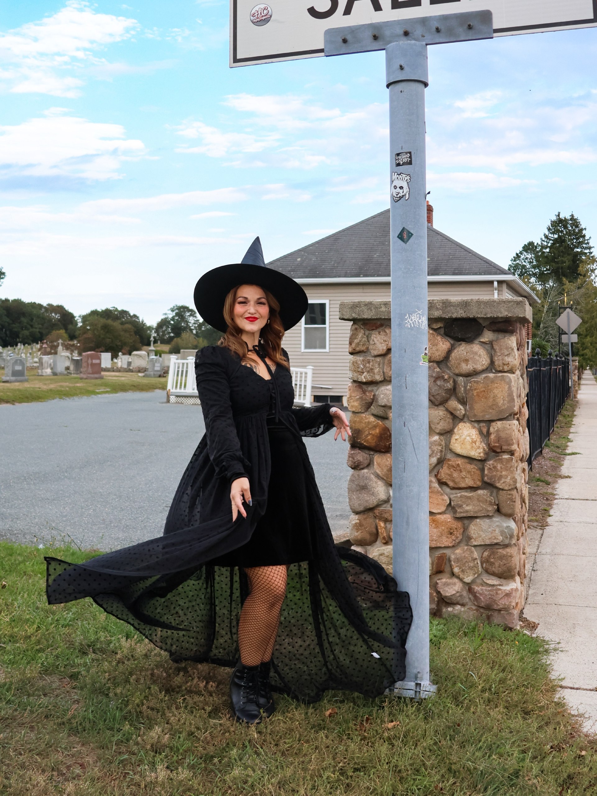 Gothic Witchy Layered Midi Dress With Boots
