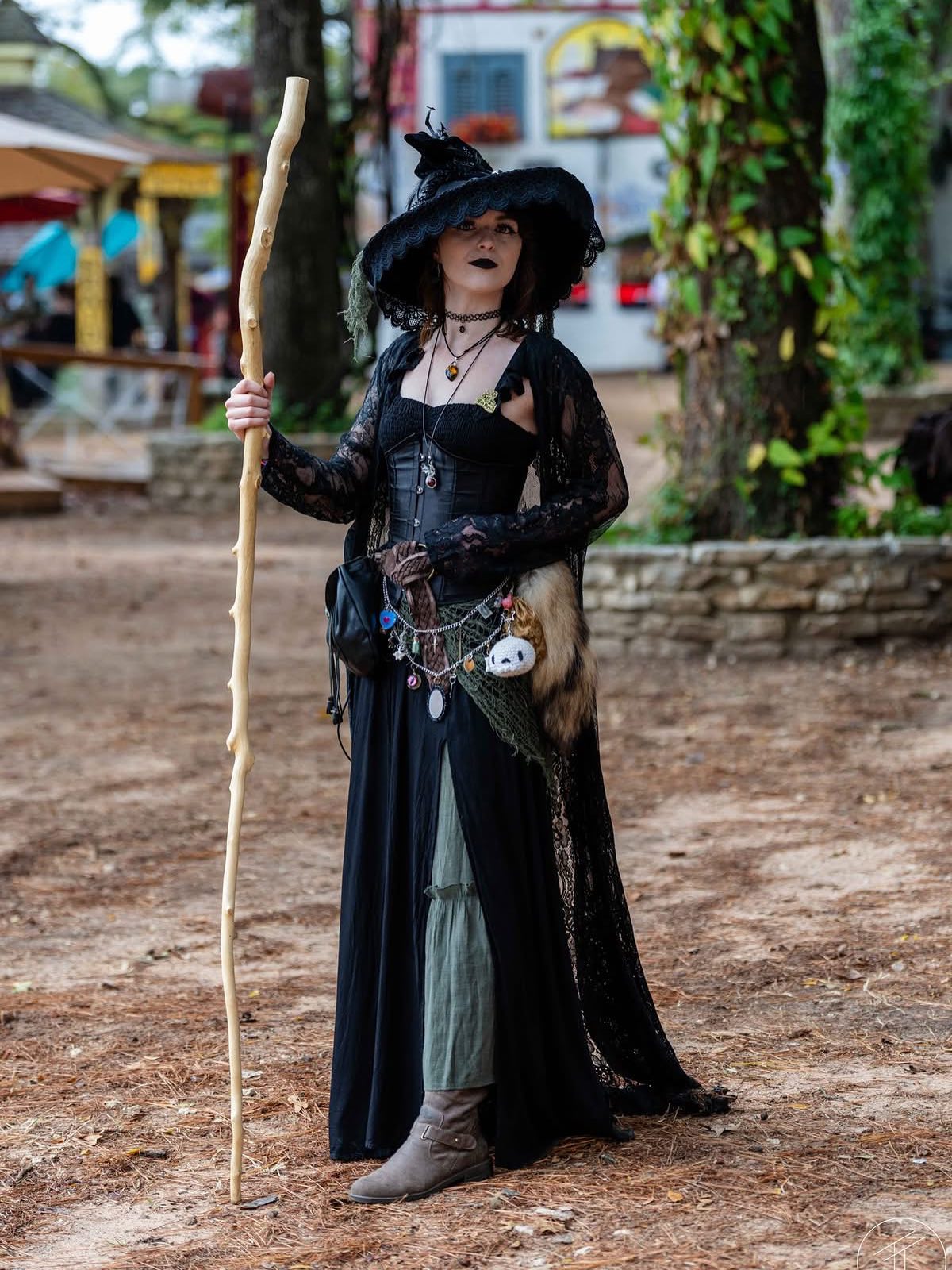 Mysterious Witchy Maxi Dress With Lace Kimono