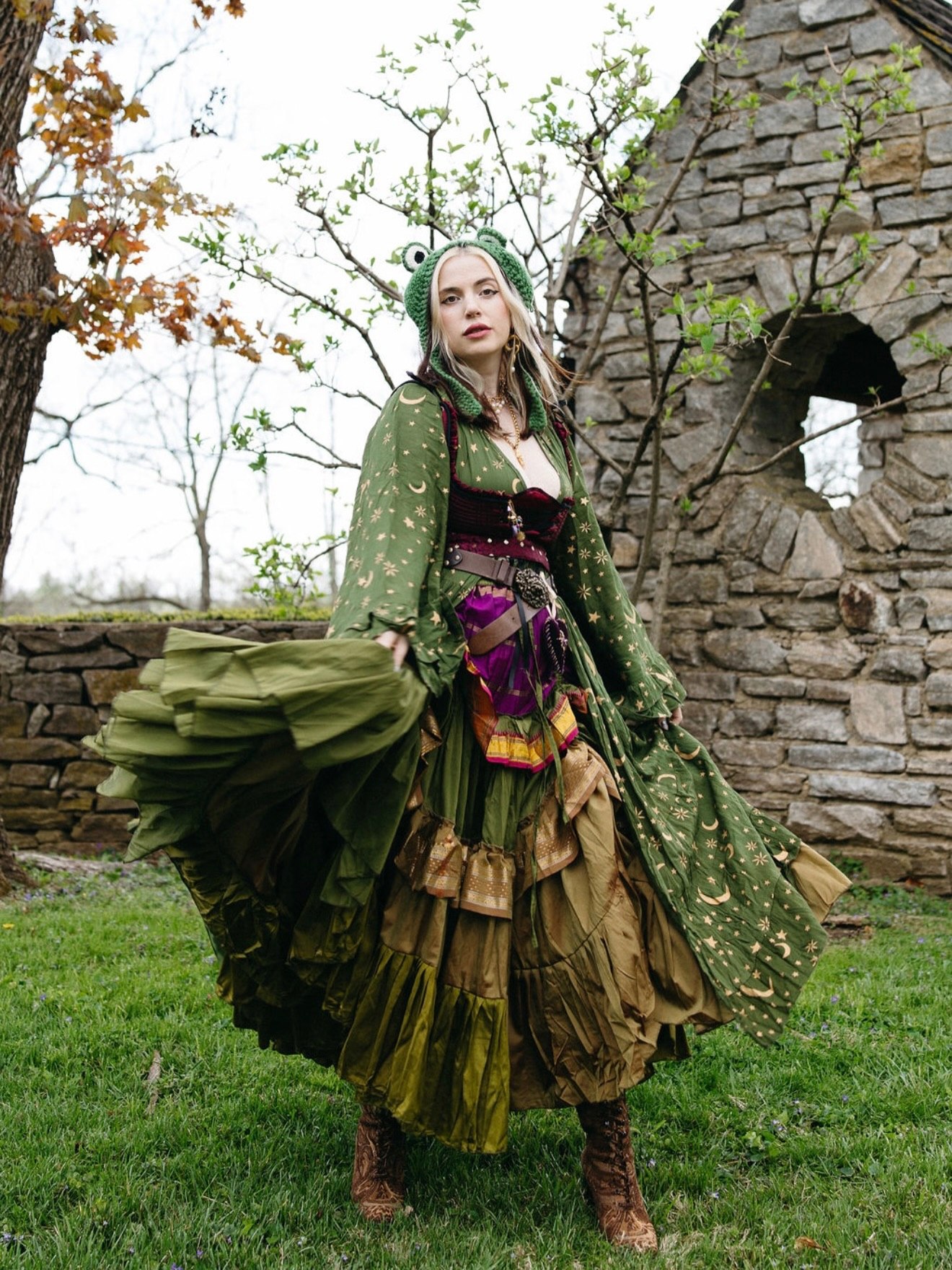 Maxi Fairy Skirt With Celestial Print Robe