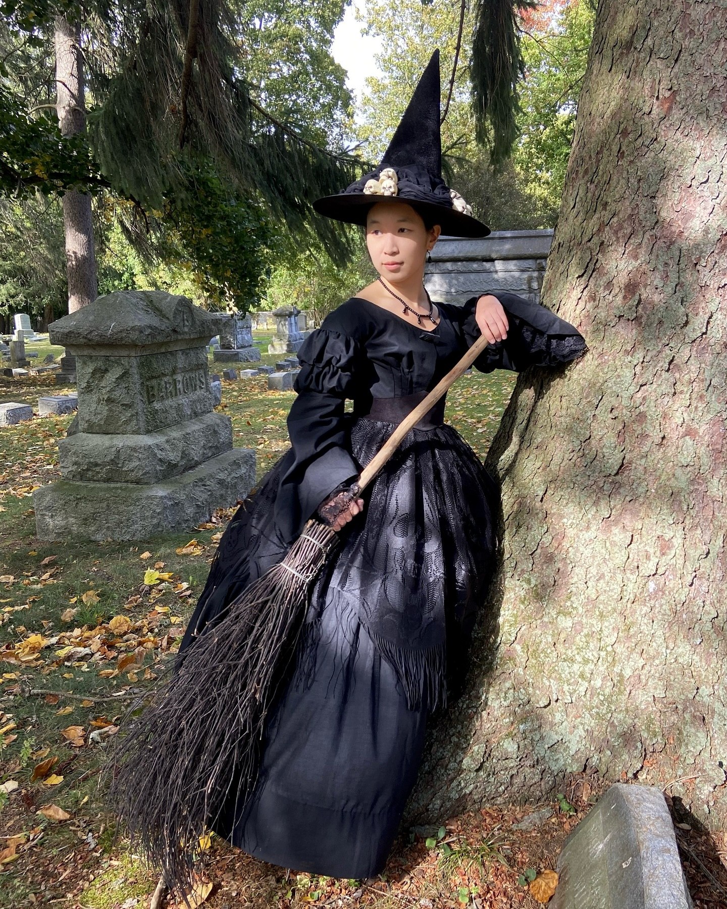 Classic Witch Costume With Elegant Black Gown