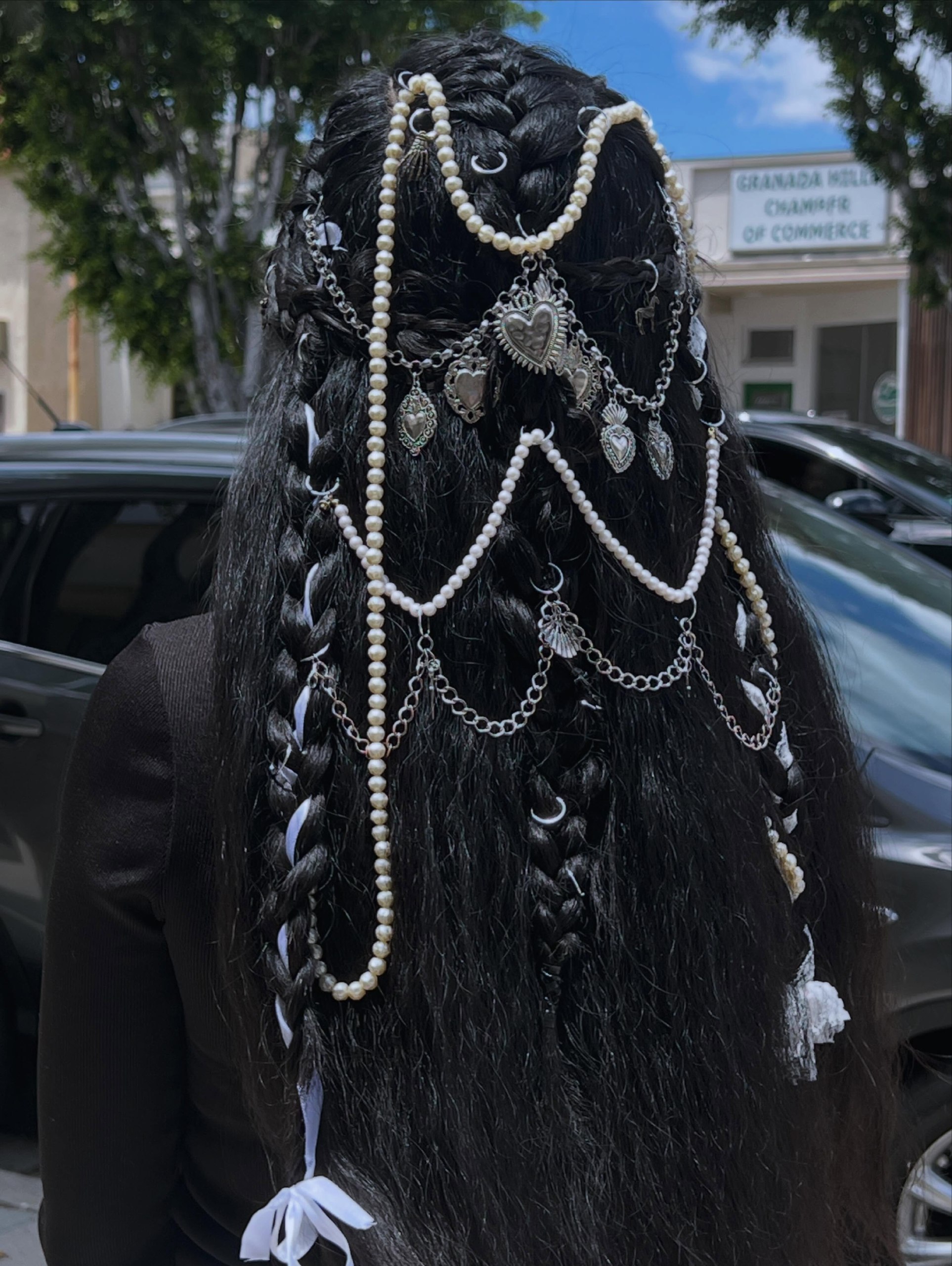 Enchanted Braids With Pearl and Chain Adornments