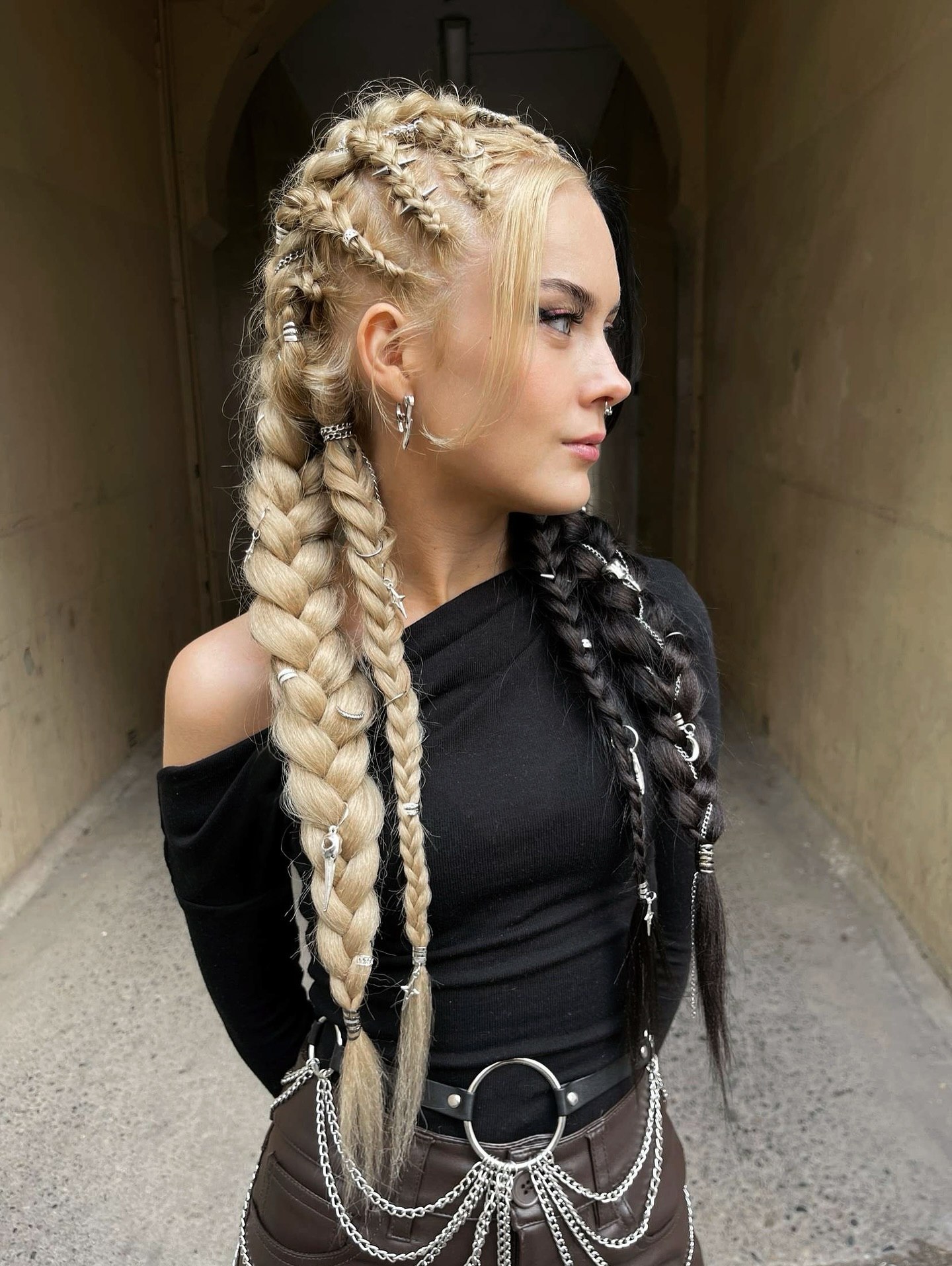 Gothic Braids With Silver Charms