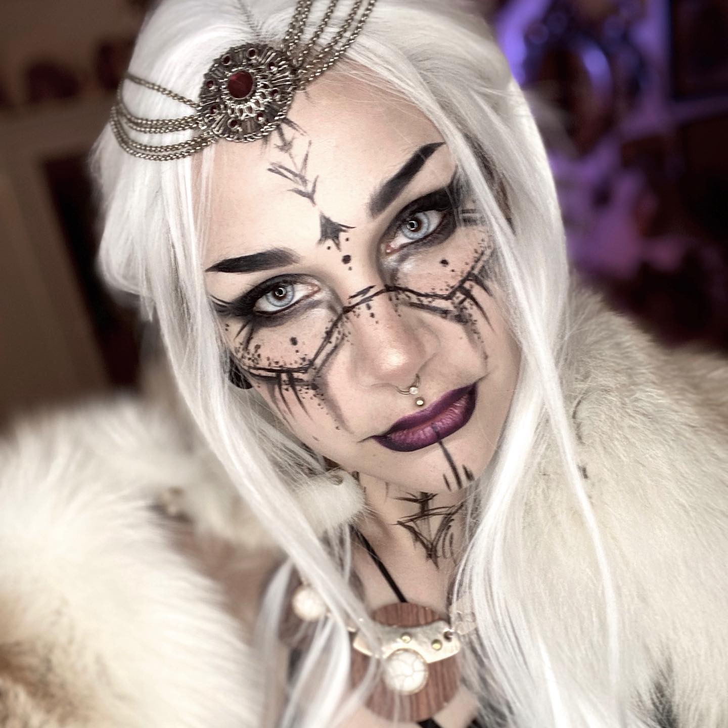 Icy White Witchy Waves With Chain Headpiece