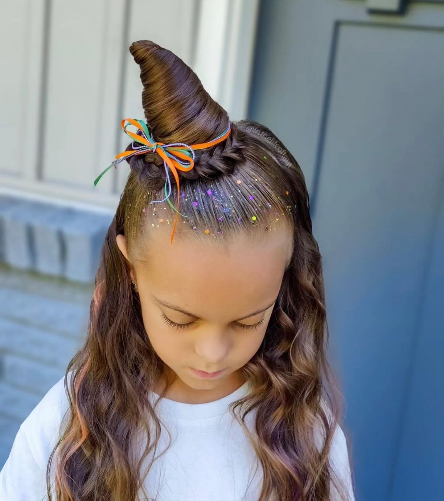 Sparkly Witch Hat With Twisty Bun And Braids