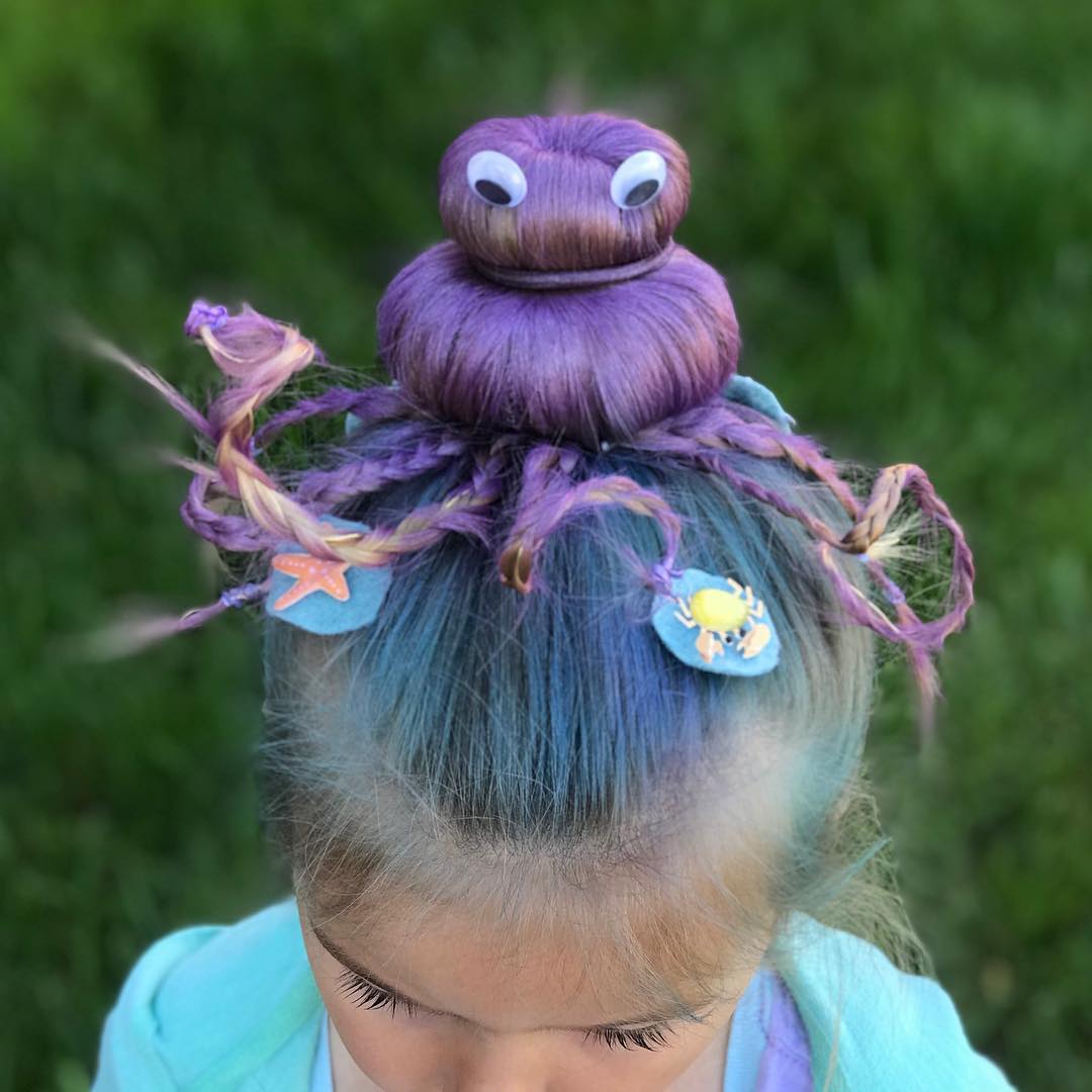 Adorable Octopus Halloween Hairstyle With Tentacle Braids