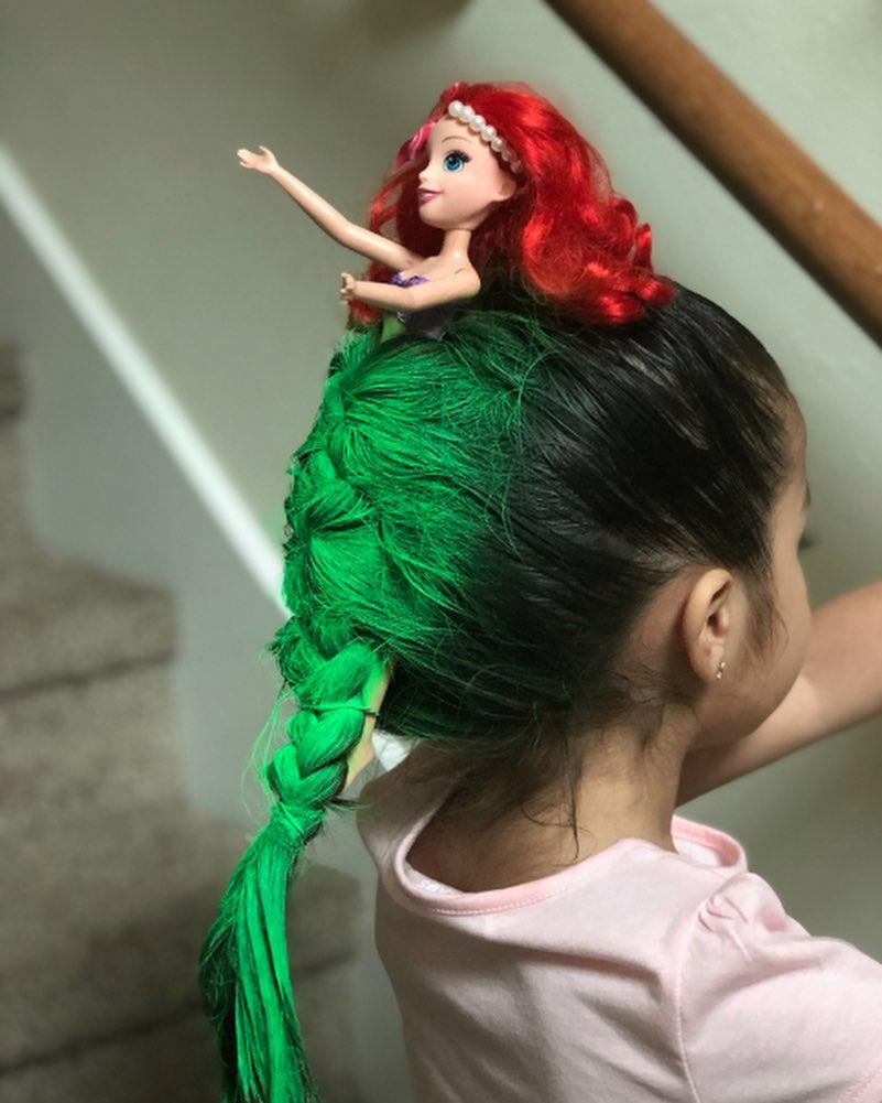 Fantasy Green Mermaid Braid With Ariel Doll
