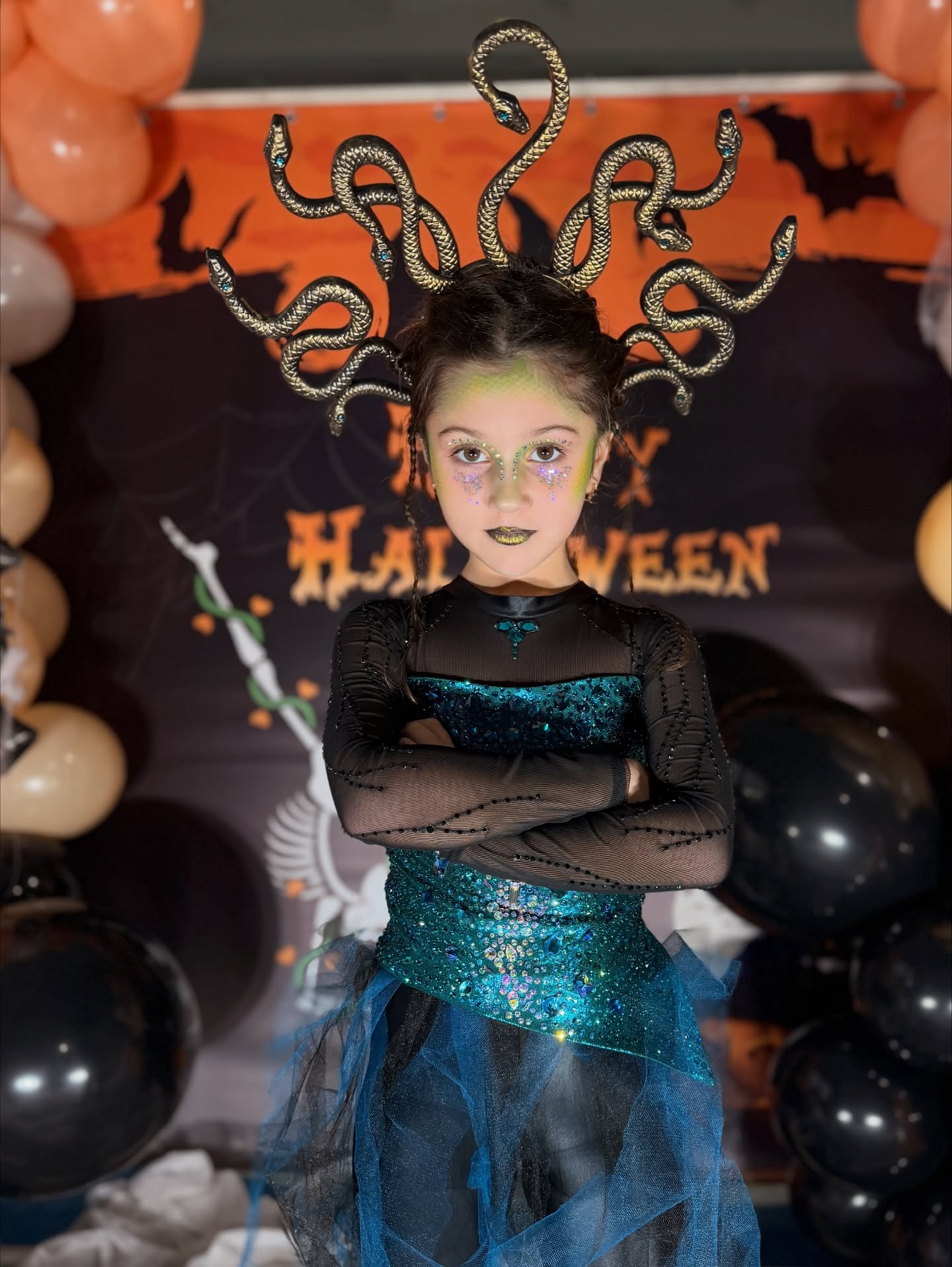 Enchanting Medusa Halloween Costume In Black & Teal