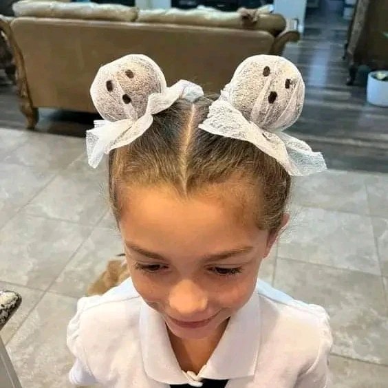 Spooky Ghost Pigtail Buns For Halloween