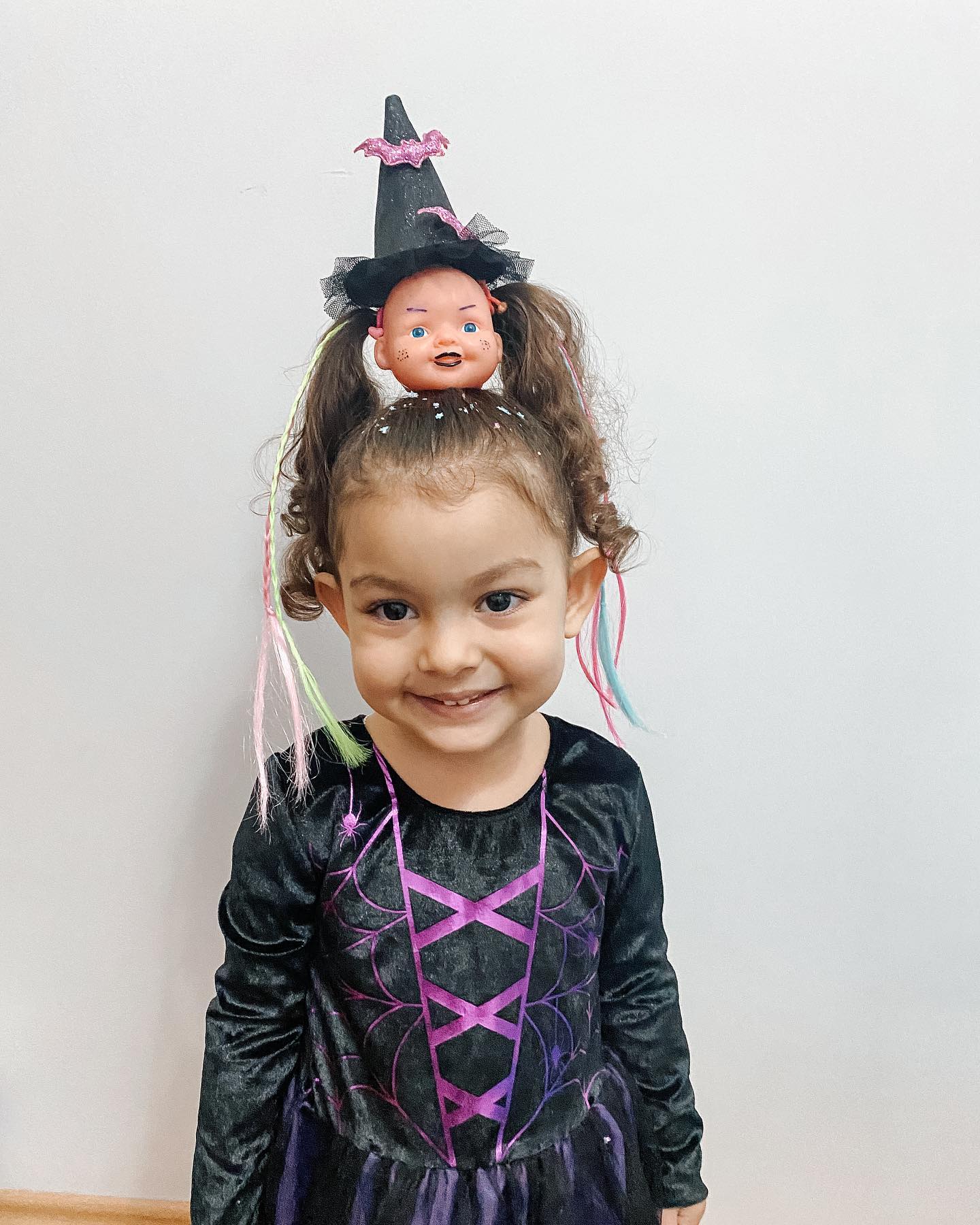 Wicked Doll Head Twin Pigtails With Color Streaks