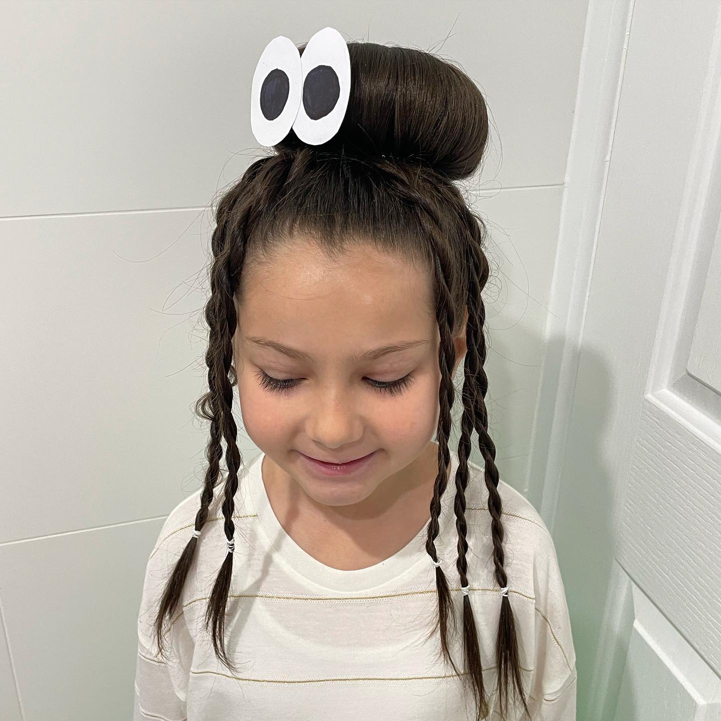 Cute Monster Eye Braids With Top Knot