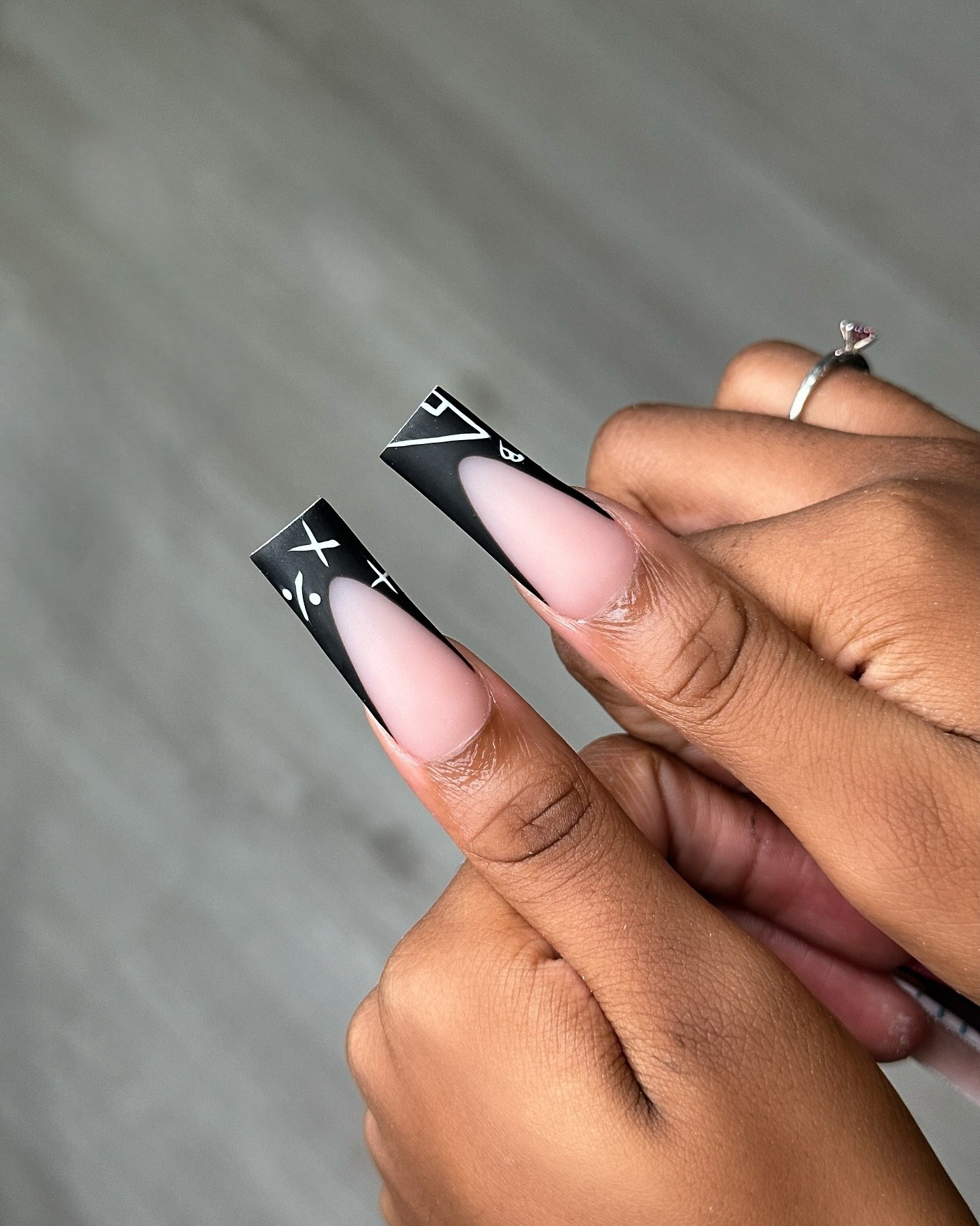 School Math Themed French Tip Nails