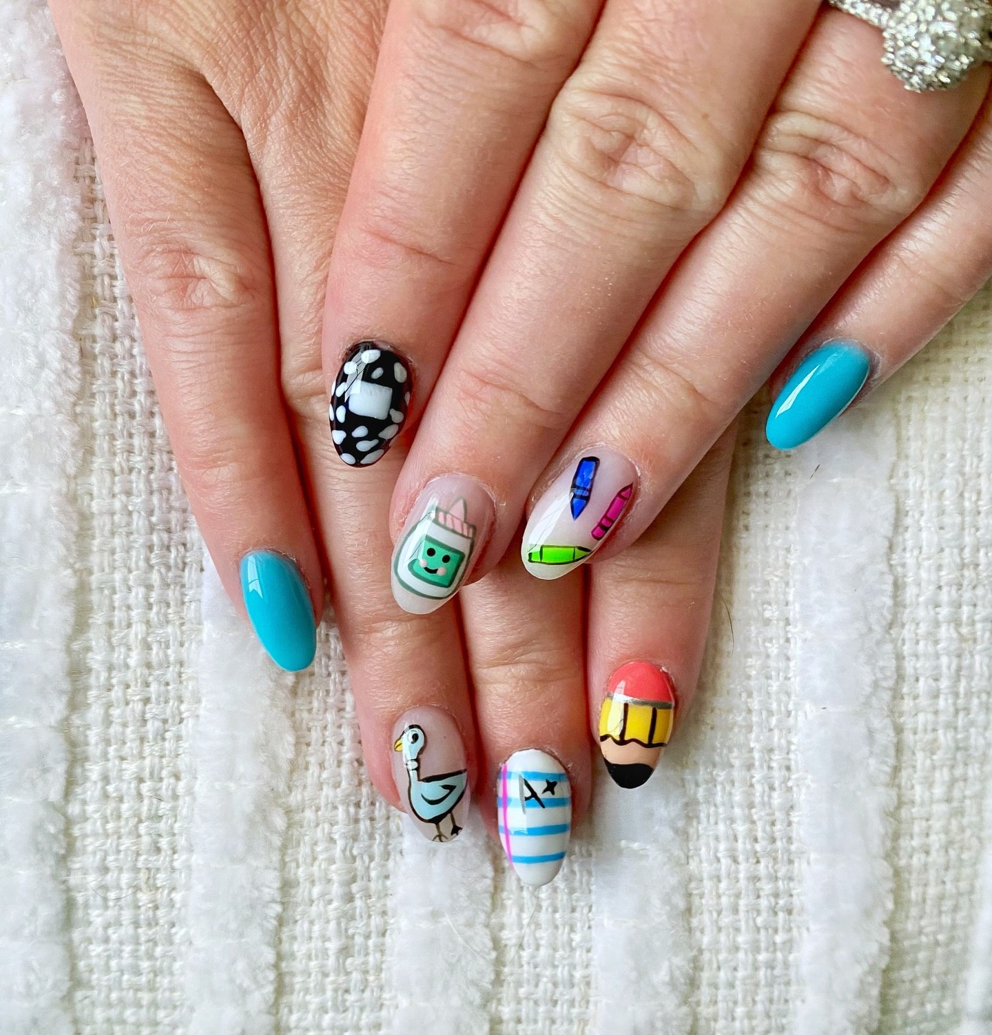 Back To School Fun Cartoon Nail Art