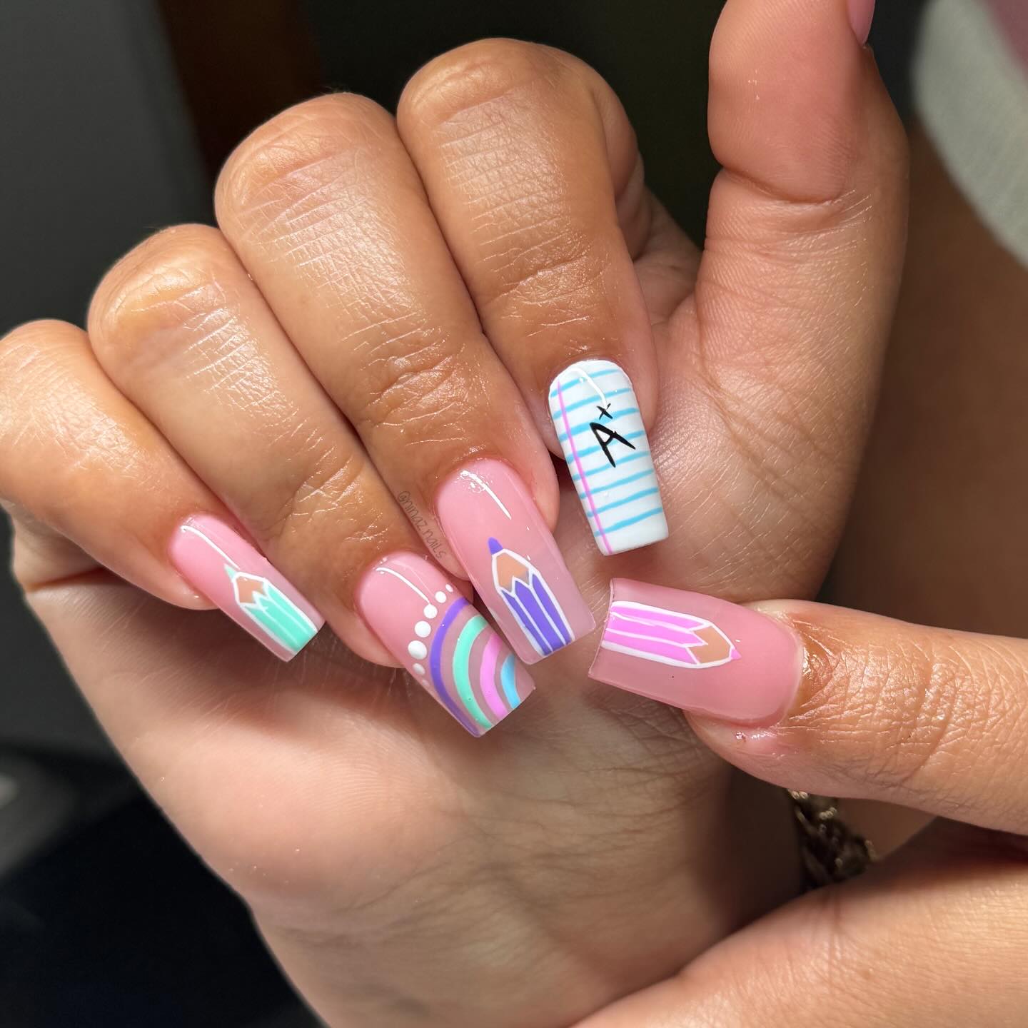 Back To School Pencil And Notebook Nails