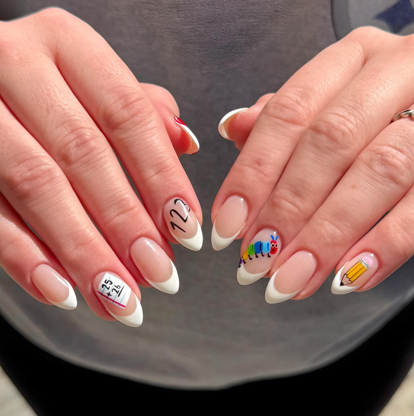 Playful Back-to-School French Tip Nail Art