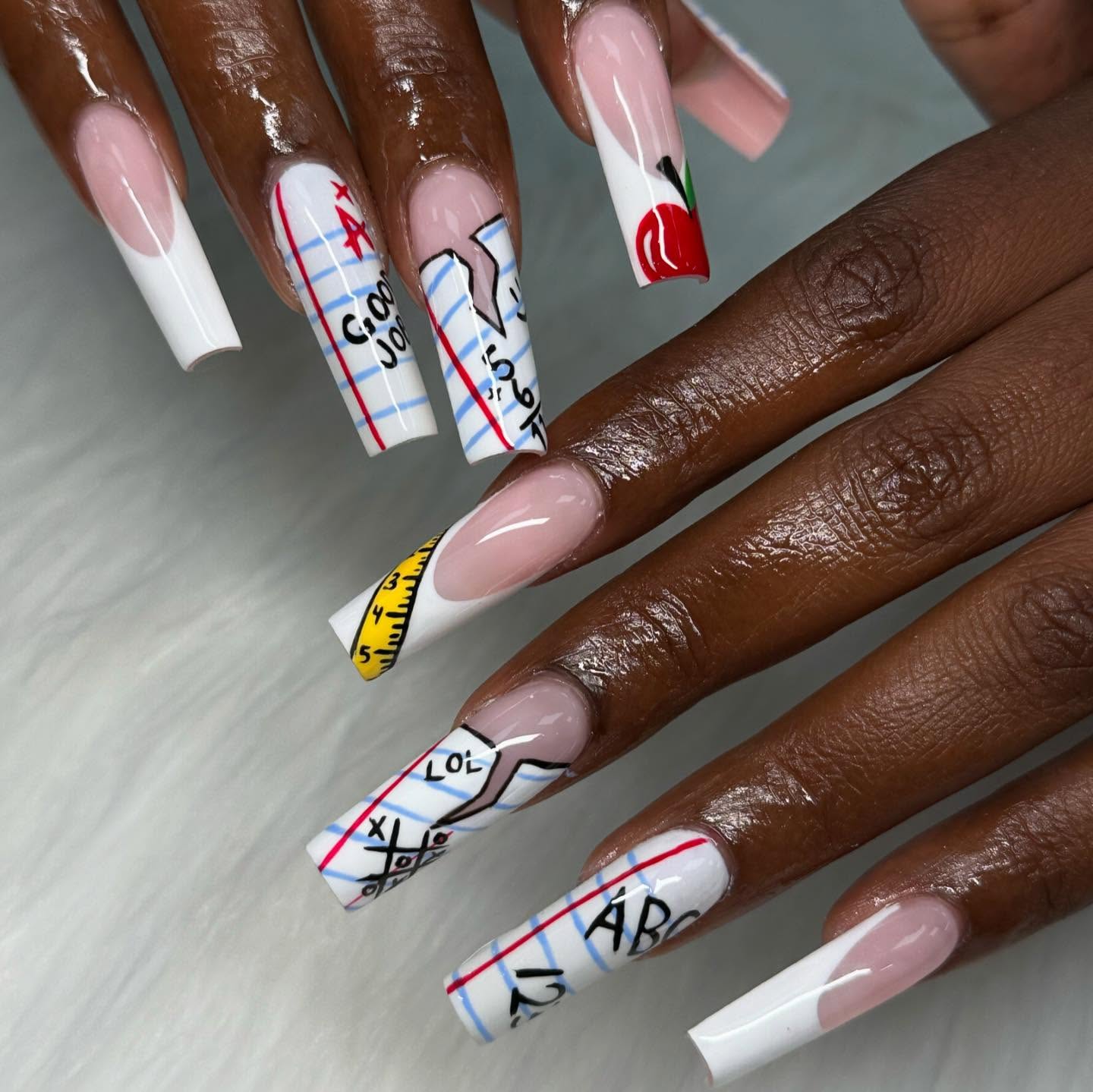 Back To School Notebook French Tips