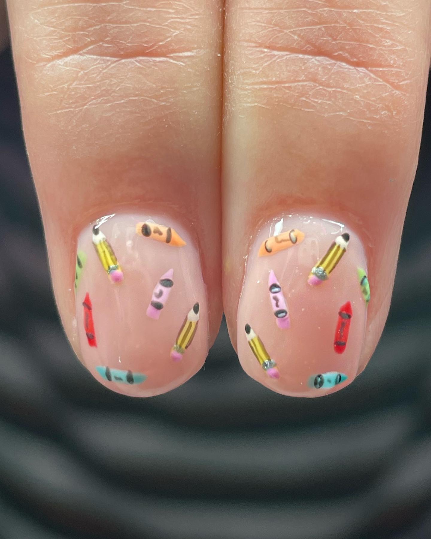 Tiny Crayon and Pencil Nail Art