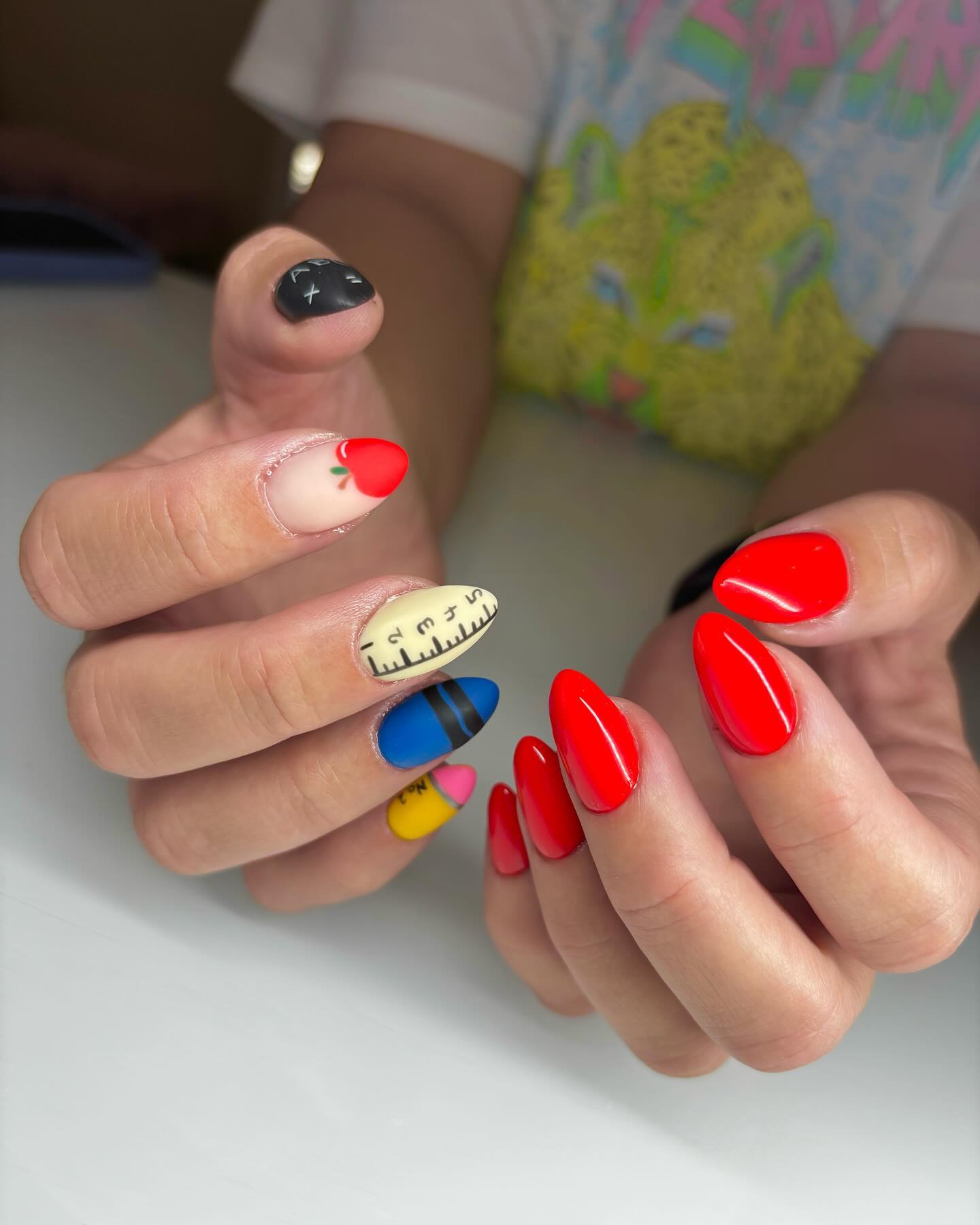 Back to School Crayon & Ruler Nail Art
