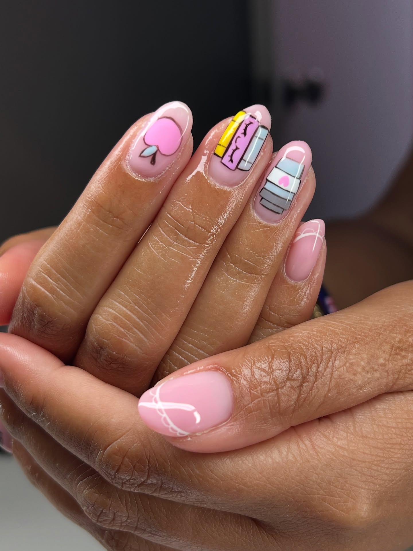 School Essentials French Tip Almond Nails