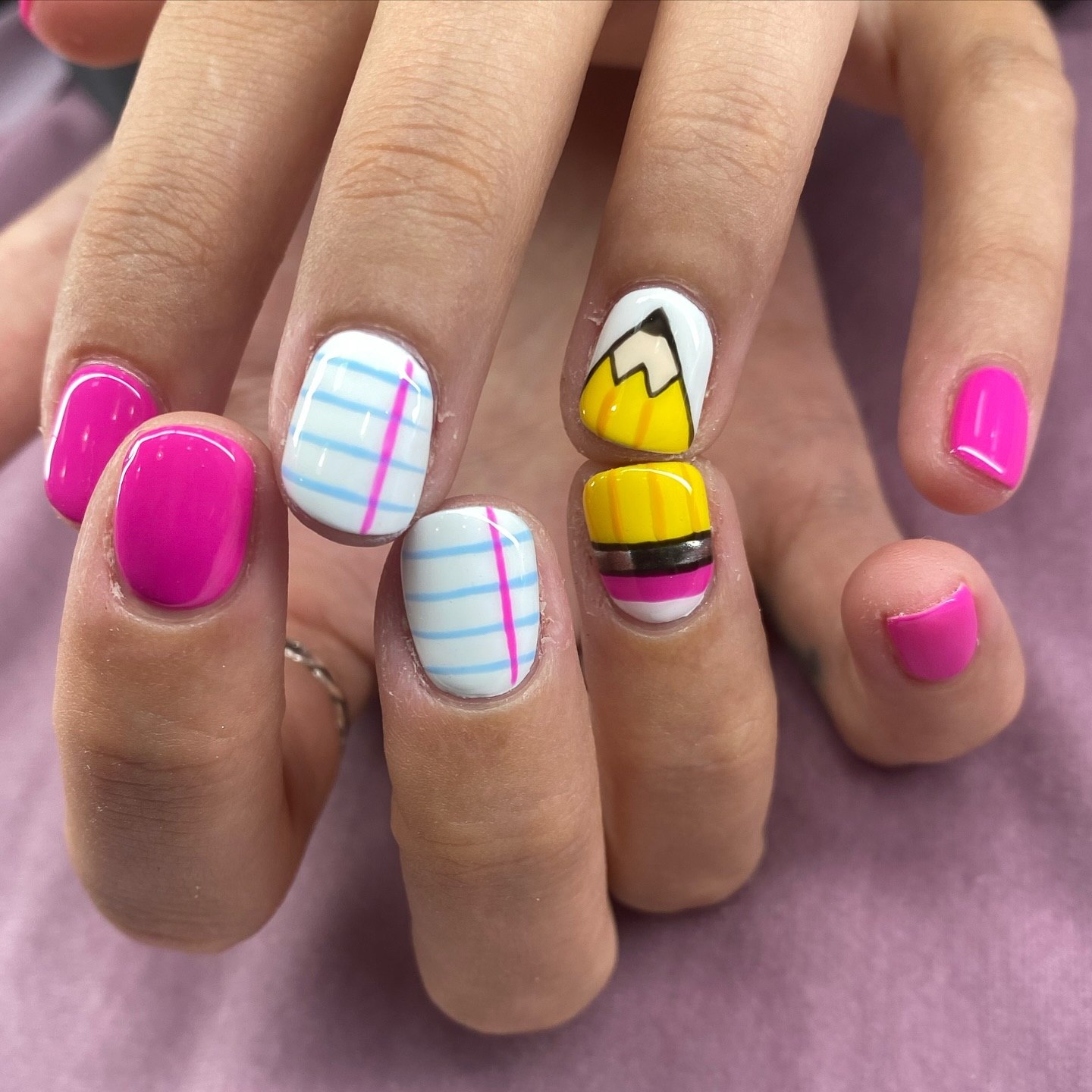 Back To School Pencil And Notebook Nails