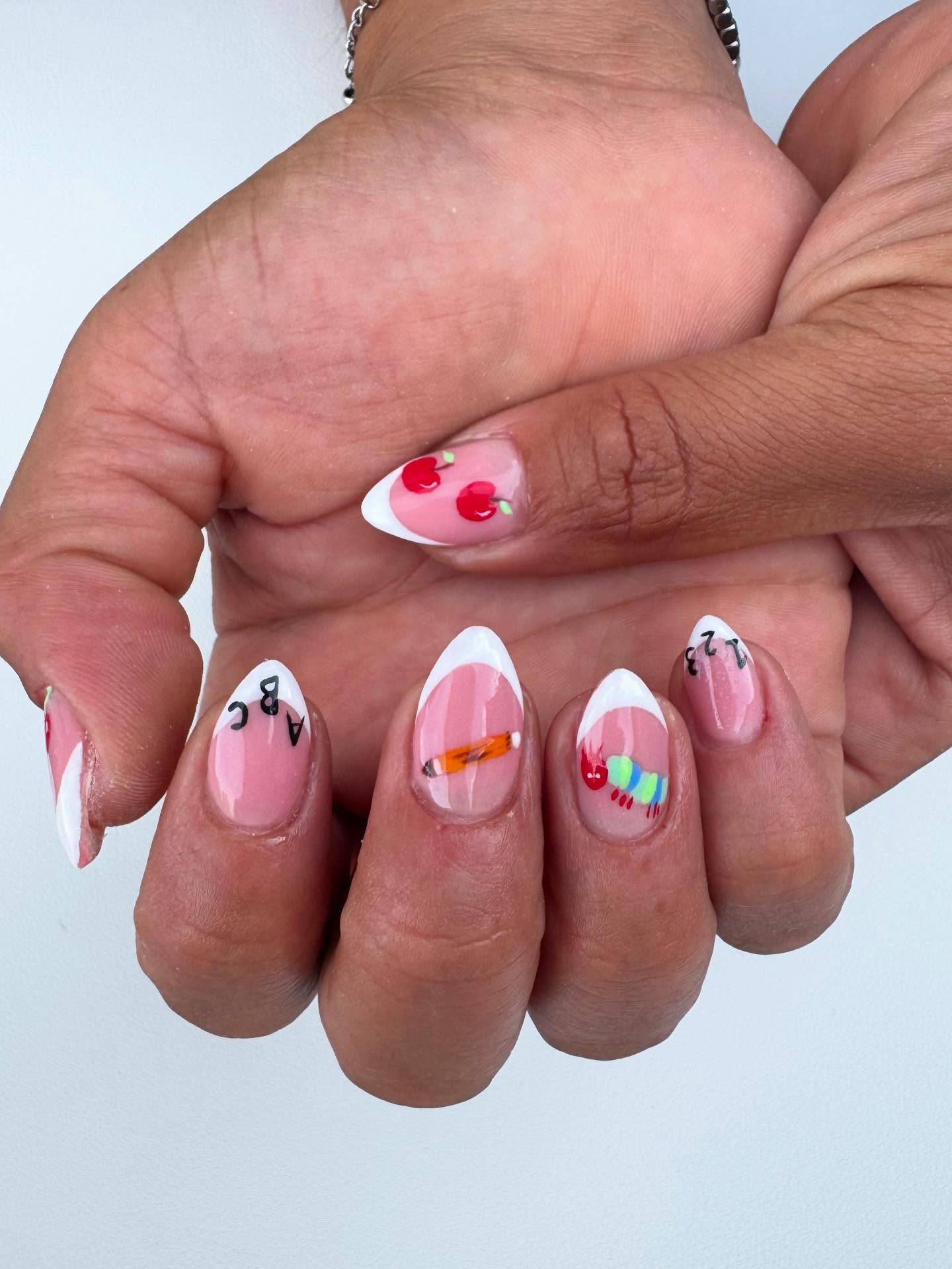 Playful Back-to-School French Tip Nail Art