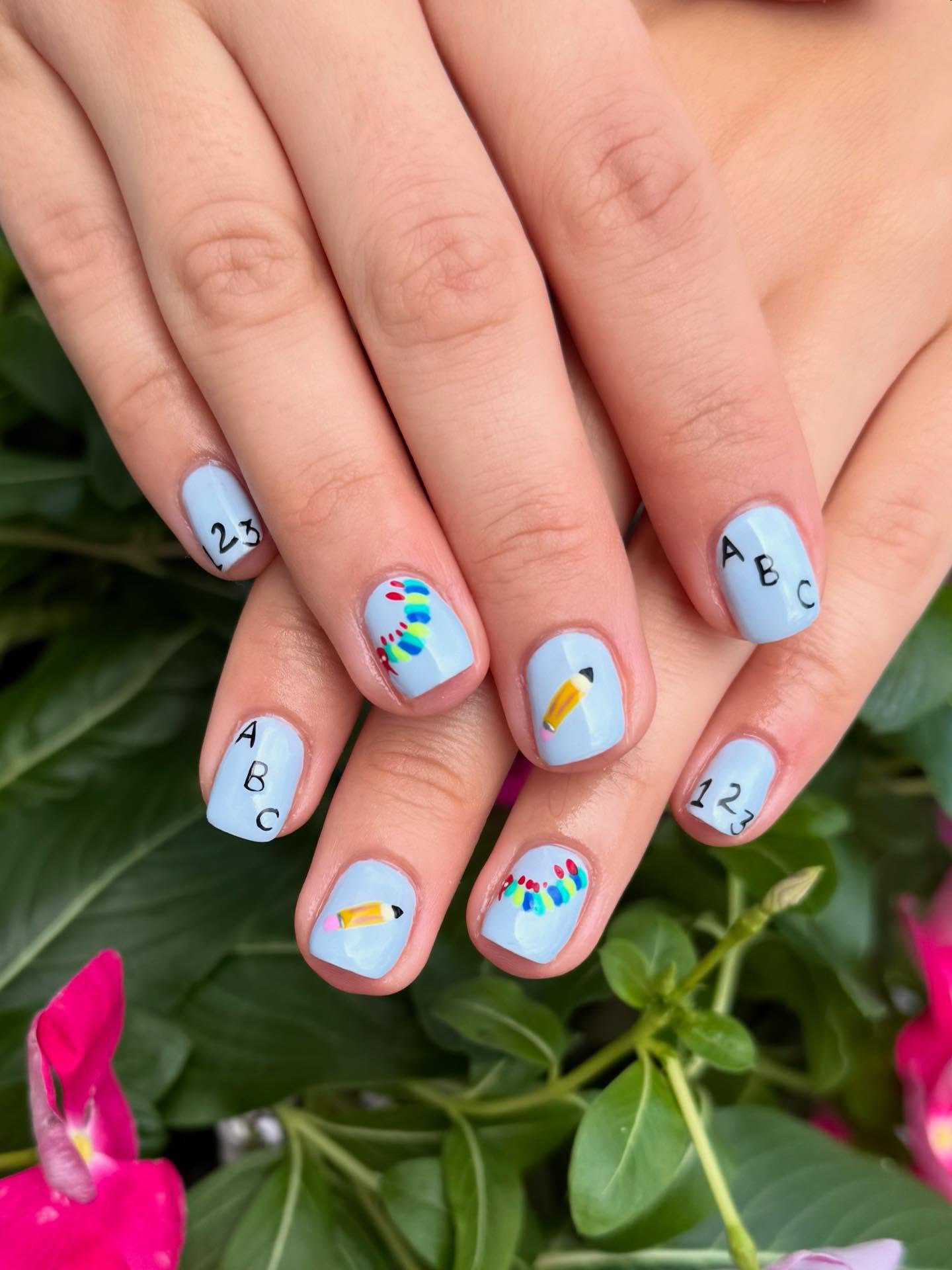 Playful Back To School Pencils And ABCs Nails