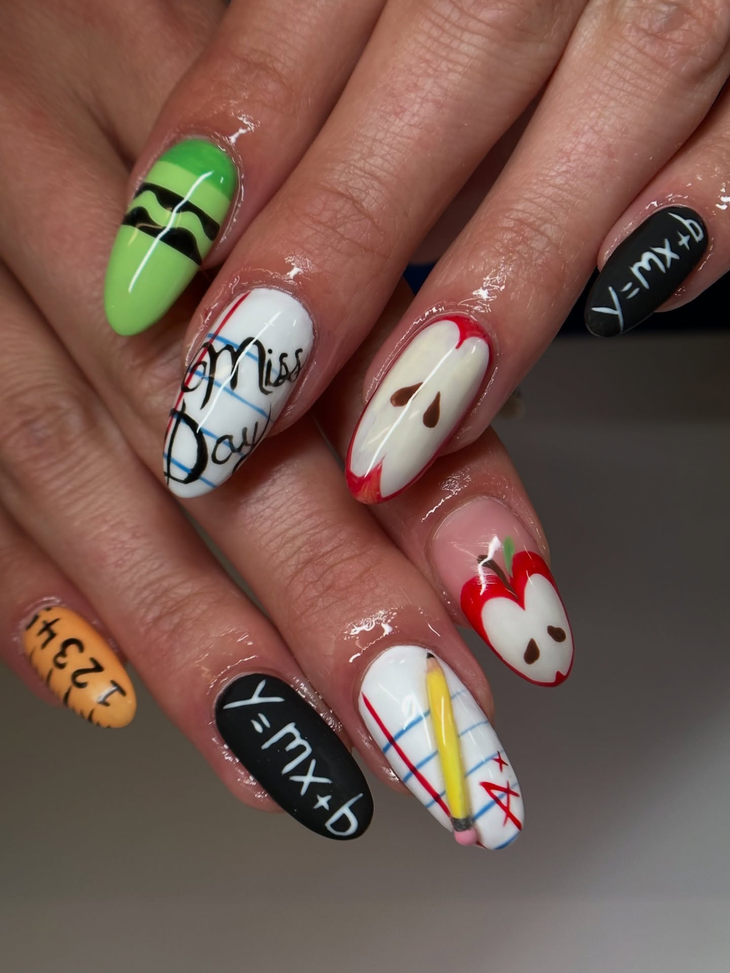 Playful Back-to-School Themed Nail Art
