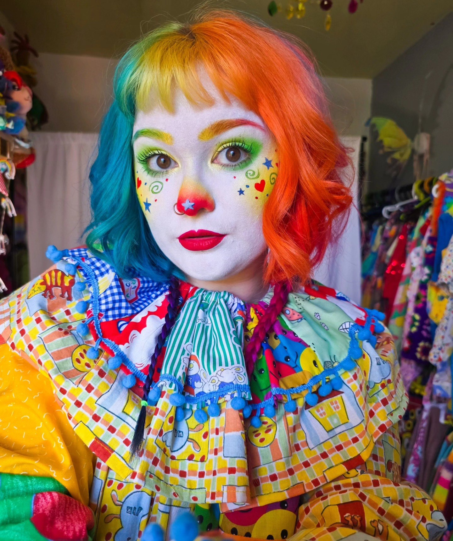 Rainbow Clown Core Half And Half Hair