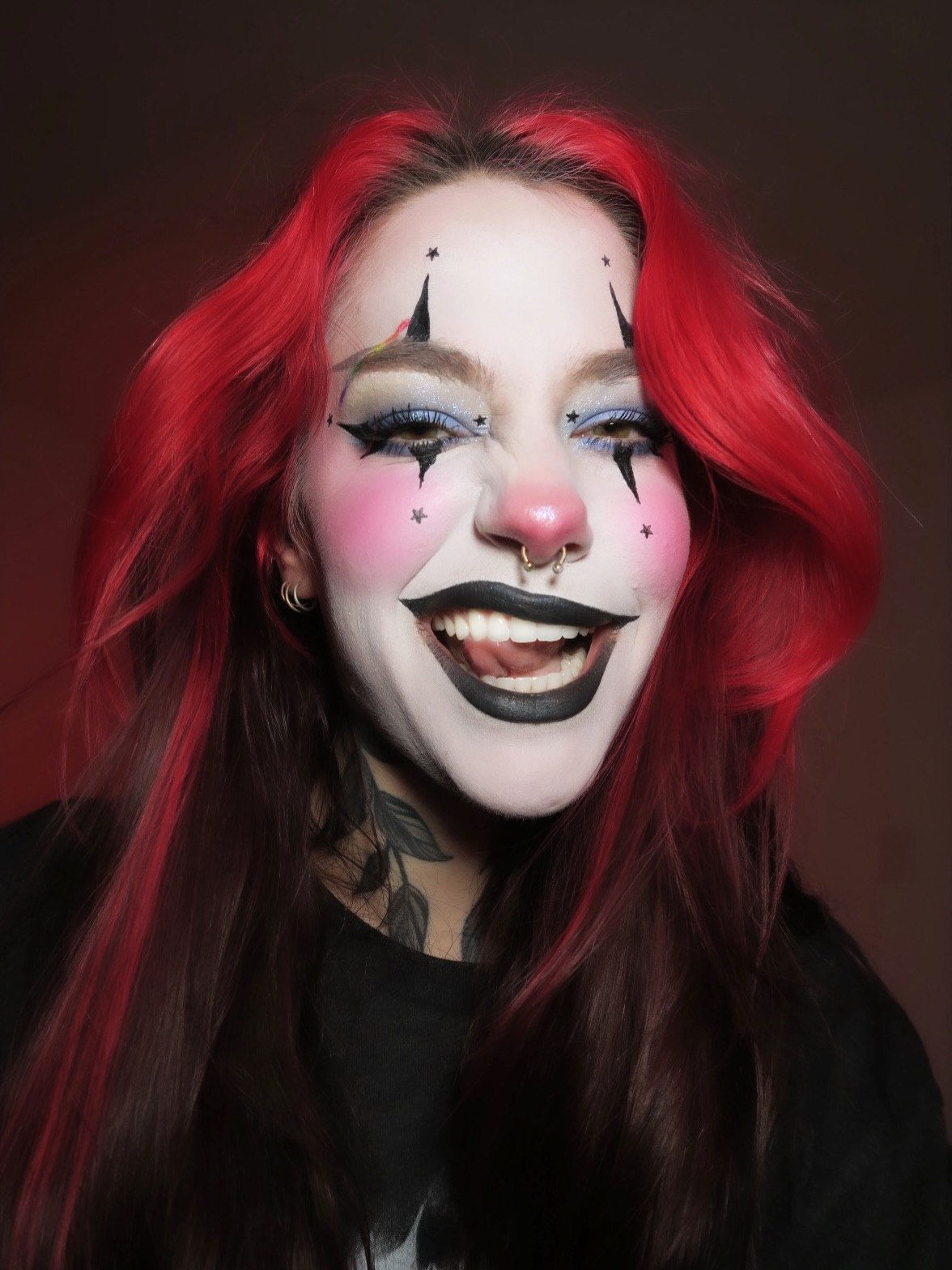Vivid Cherry Red Ombre With Dark Roots