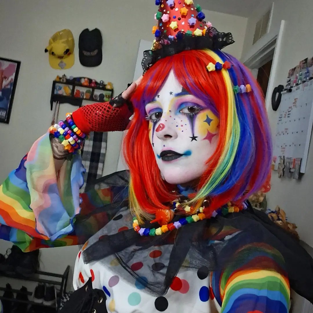 Vibrant Rainbow Clown Bob Wig
