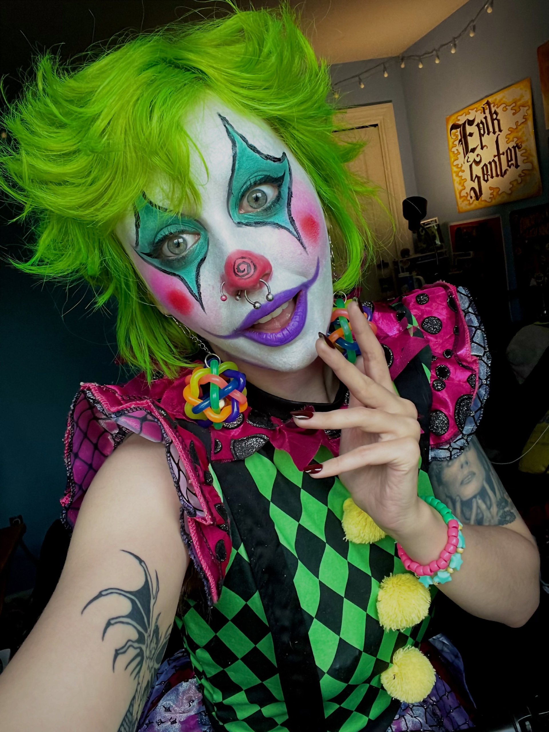 Electric Lime Punk Clown Wavy Style