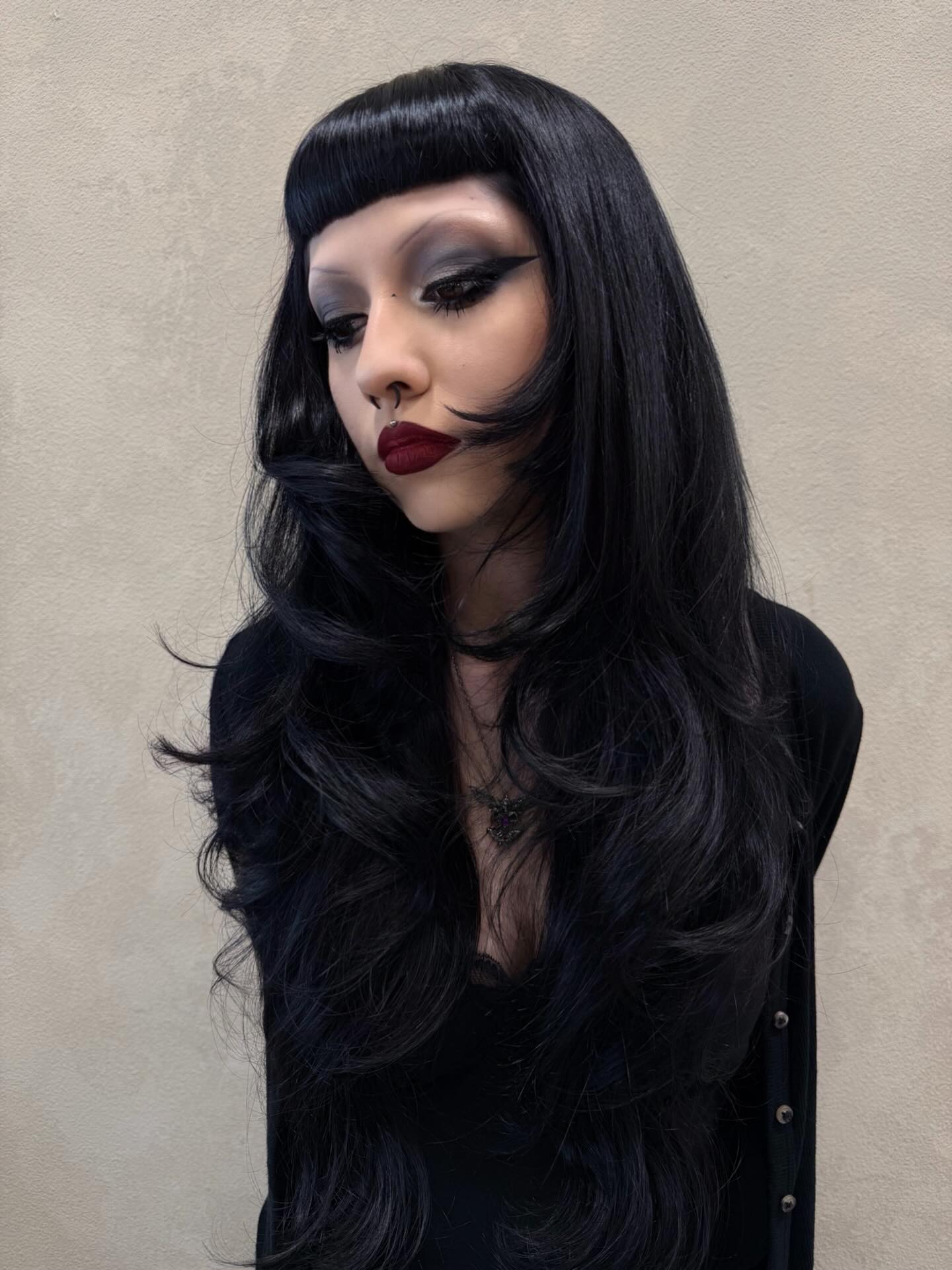 Dark Grunge Waves With Edgy Micro Bangs