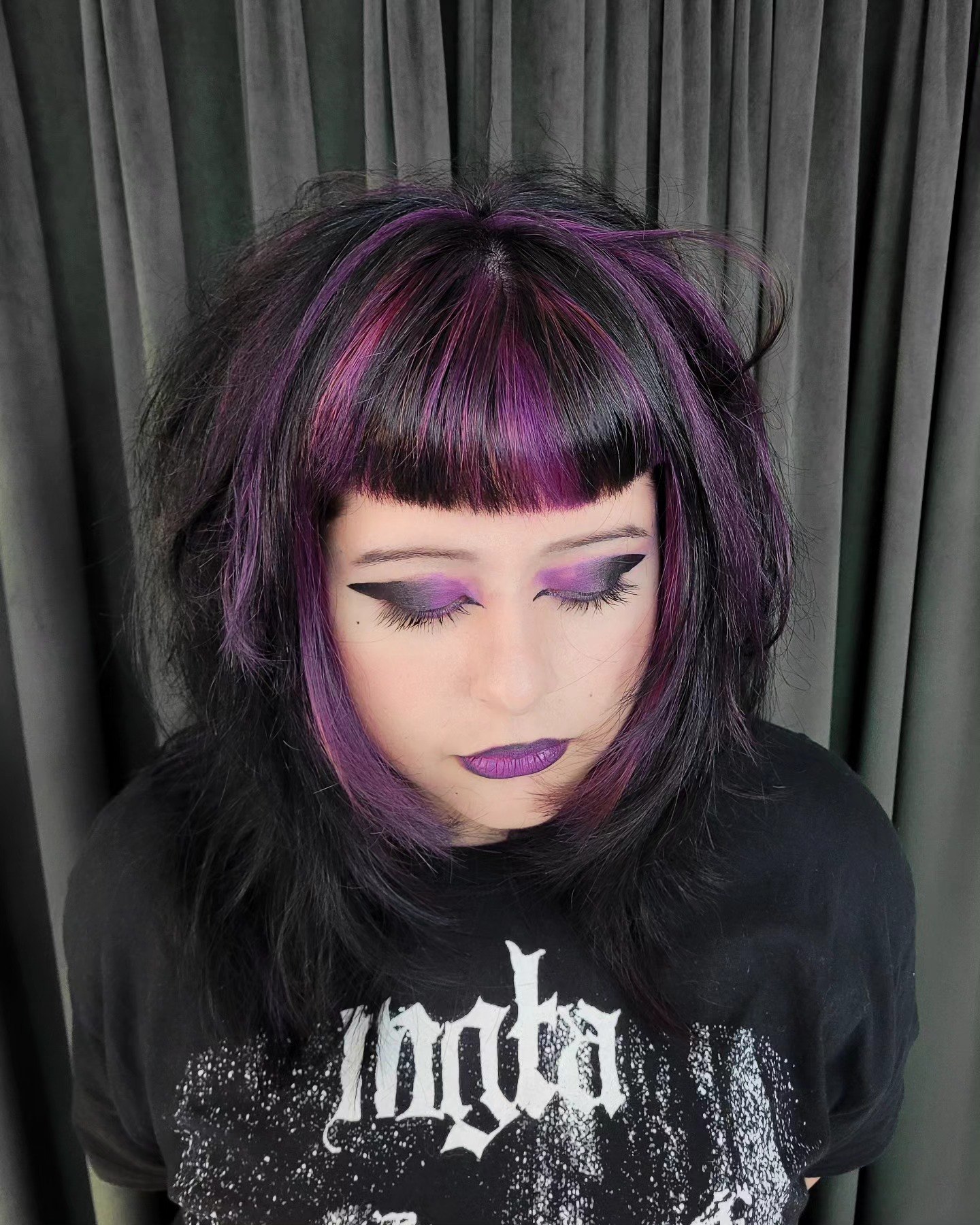 Dark Violet Streaks On Choppy Black Shag