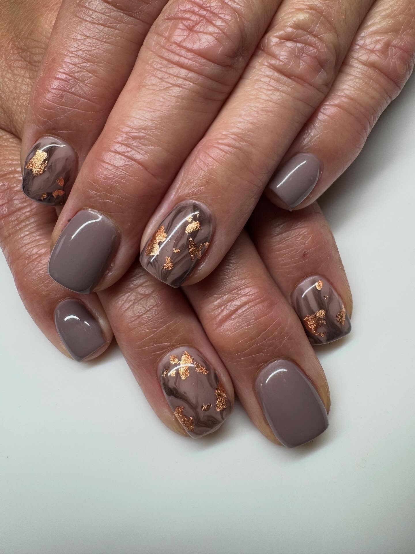 Taupe Marble Swirls with Gold Foil Accents