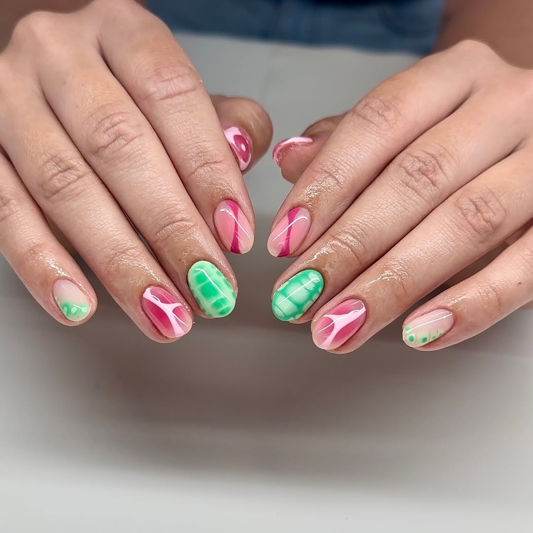 Watermelon French Ombre Jelly Nails