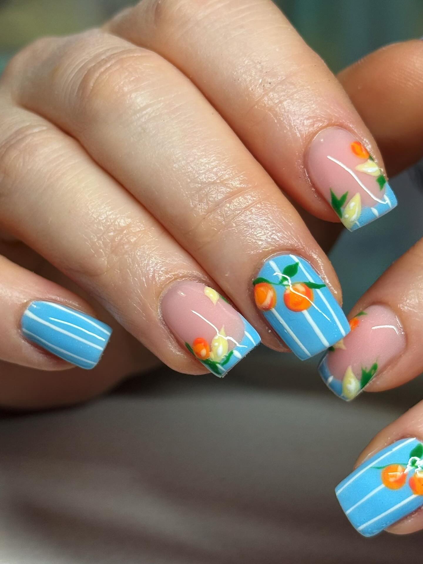 Juicy Citrus French Tip Nail Art