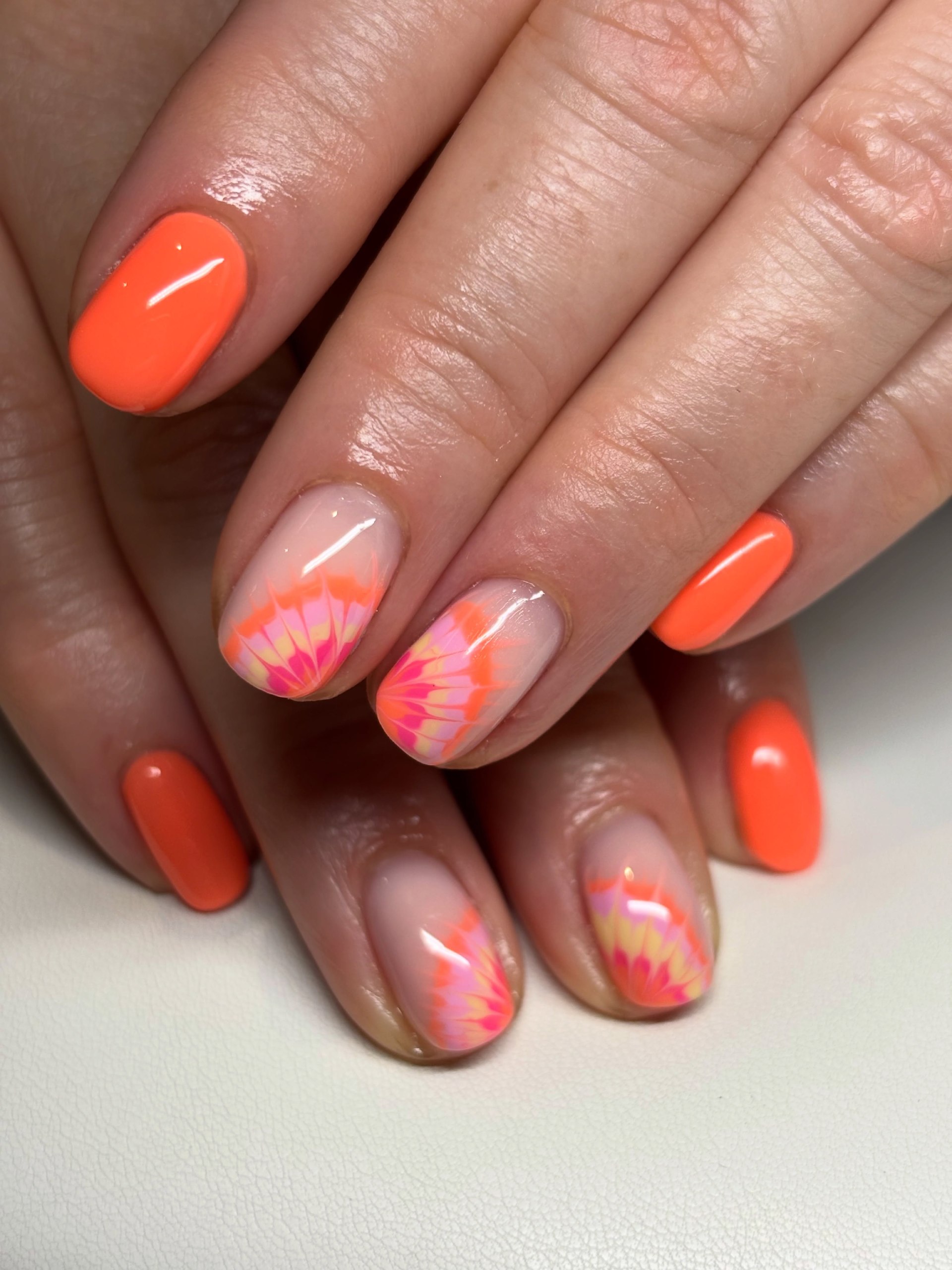 Neon Tropical Ombre Fan French Tips