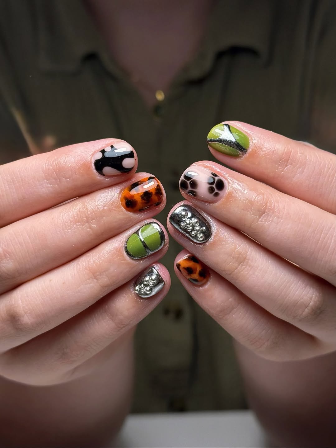 Mixed Media Animal Print & Chrome Accents