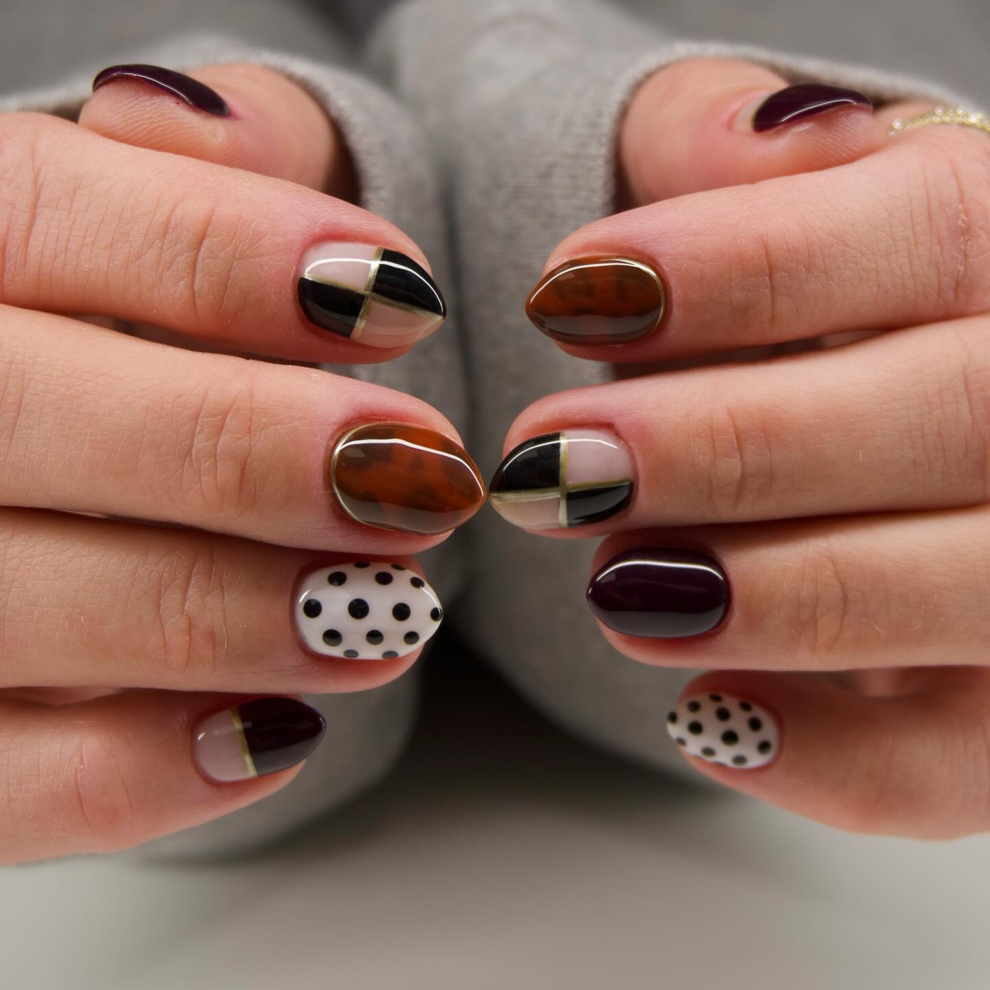 Mixed Media Abstract Short Nails
