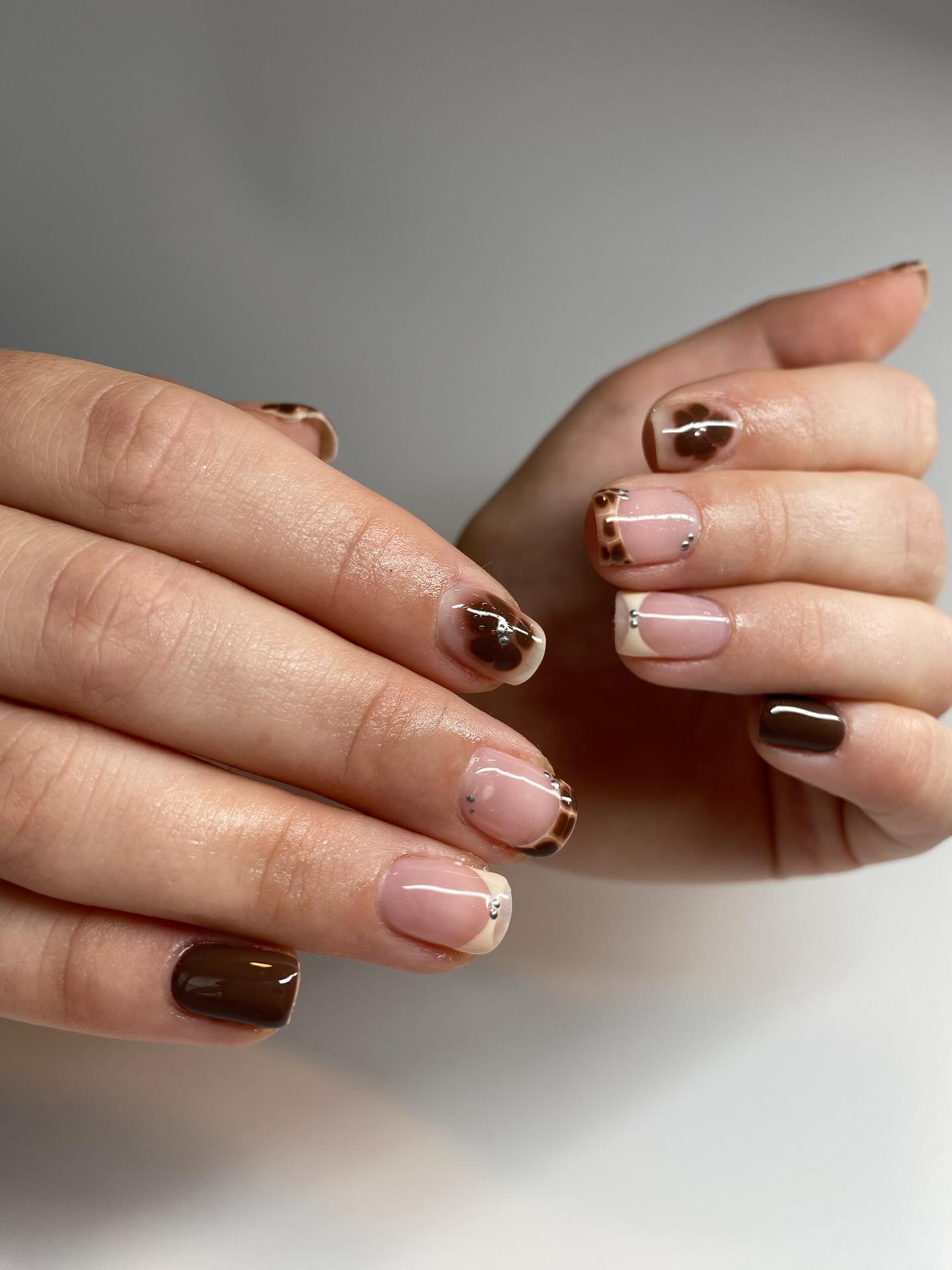 Chocolate Swirl French Almond Nails