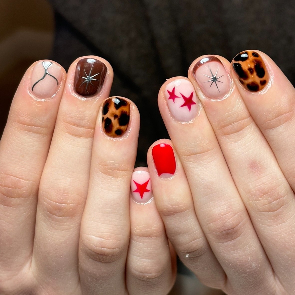 Tortoiseshell French Tips with Mustard Accents